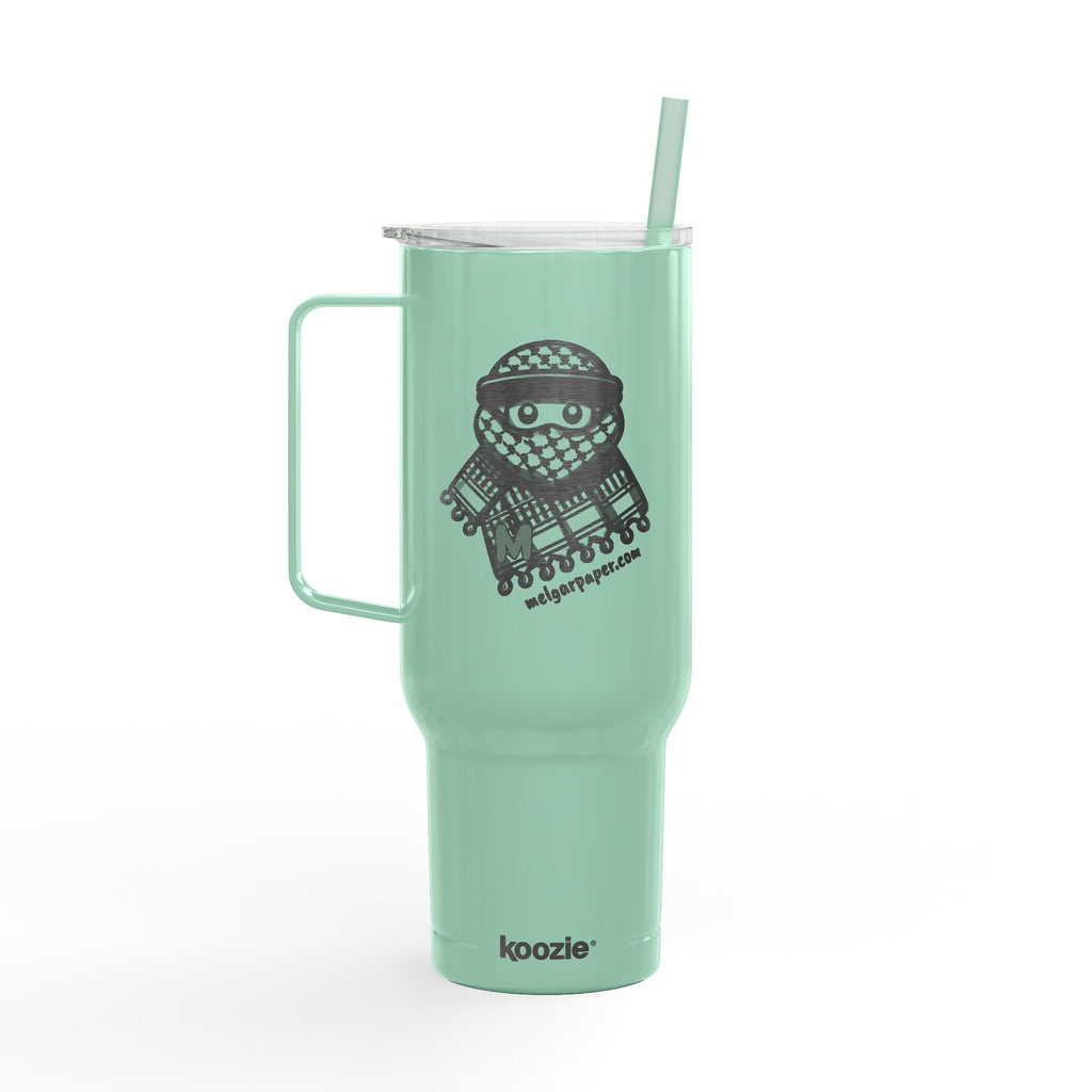 Keffiyeh Buddy Travel Tumbler with Handle & Straw — Vacuum-Insulated, 40 oz