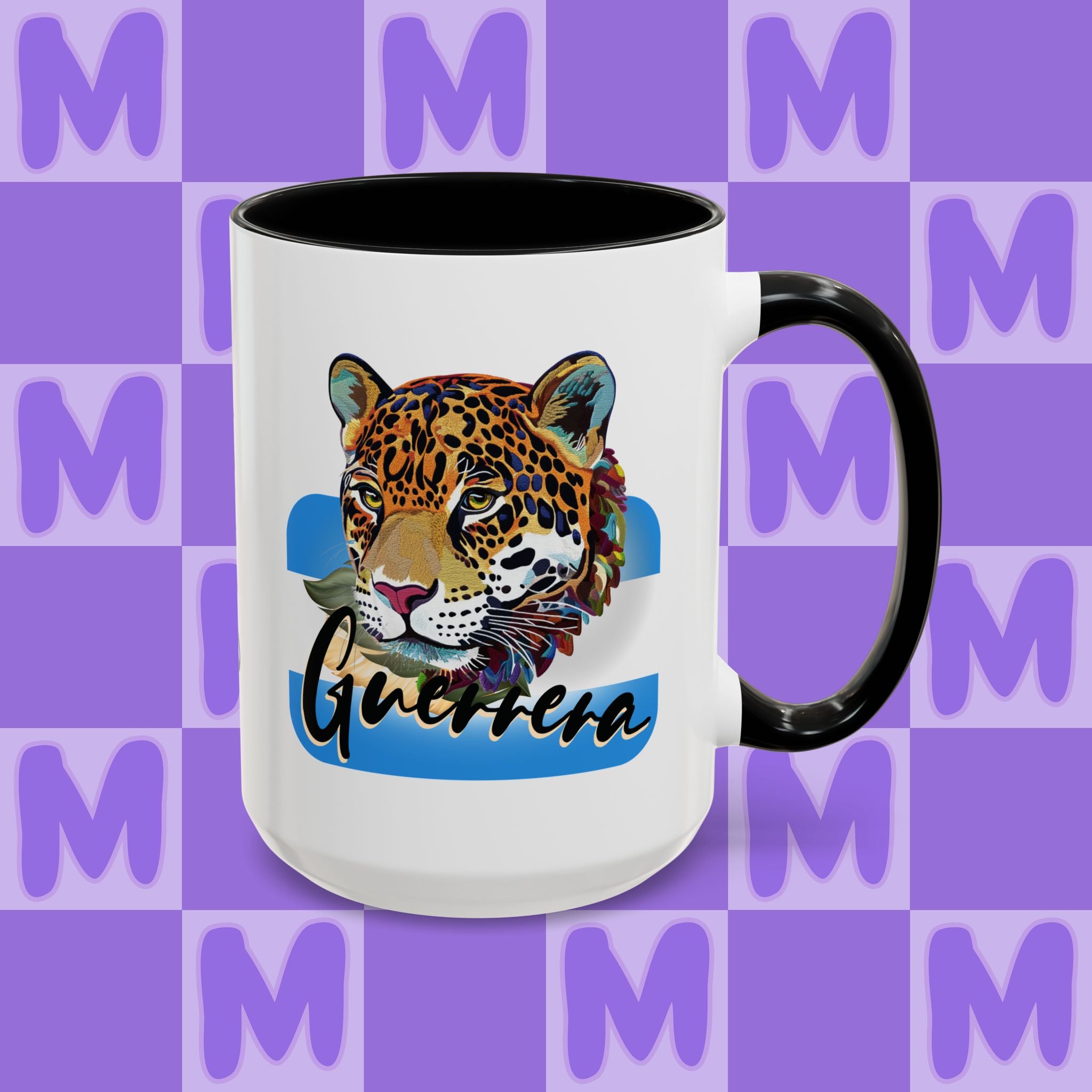 Melgar's Paper Gallery Personalized Honduras Guerrera Mug - Custom Name Coffee Cup with Powerful Jaguar Art - Inspirational Gift for Strong Latina Women & Warriors