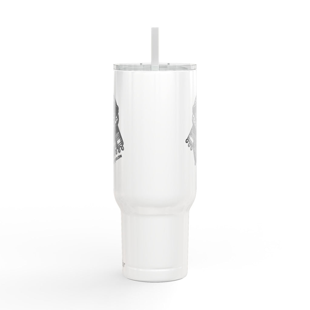 Keffiyeh Buddy Travel Tumbler with Handle & Straw — Vacuum-Insulated, 40 oz