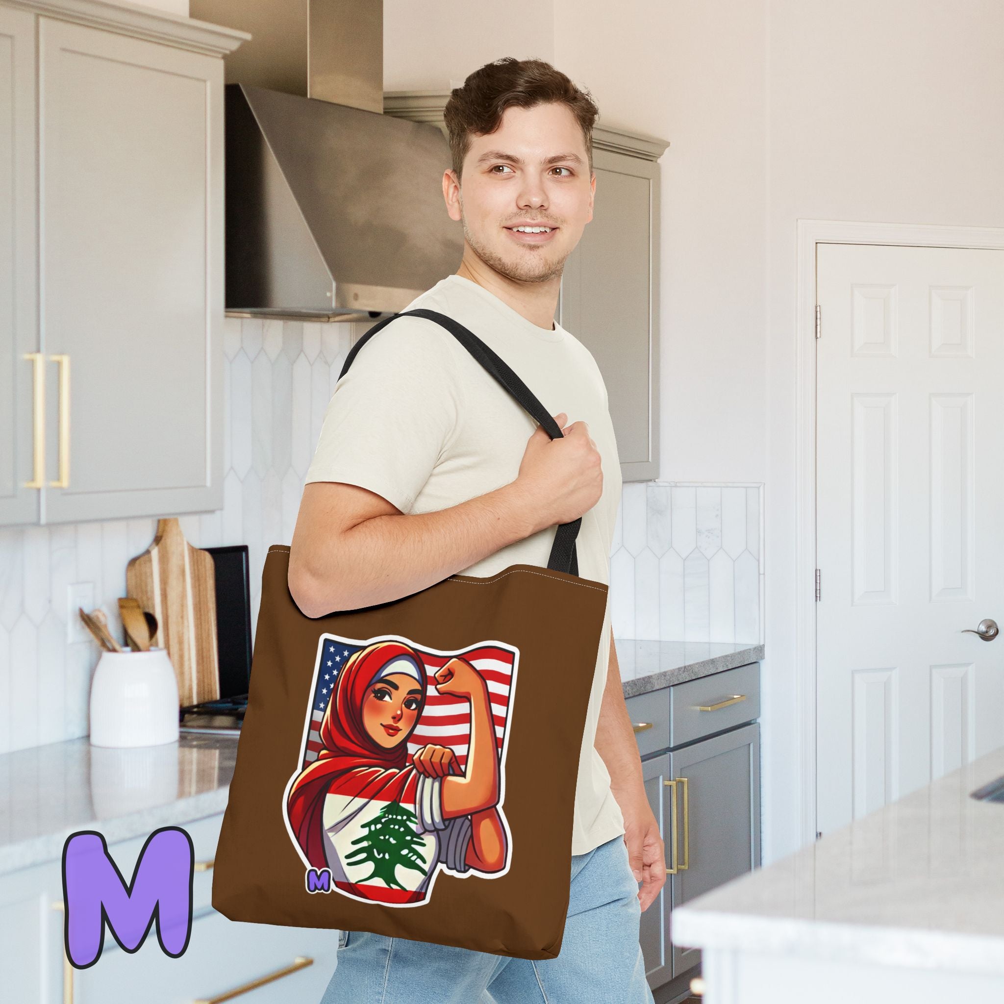 Large Strength & Unity Tote Bag – Lebanese Pride Design | Re-usable Shopping Bag Tote