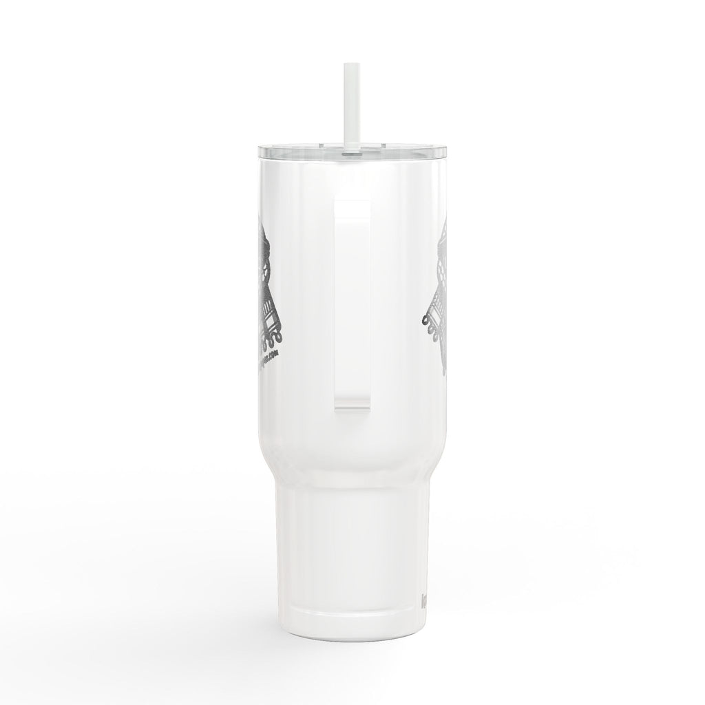 Keffiyeh Buddy Travel Tumbler with Handle & Straw — Vacuum-Insulated, 40 oz