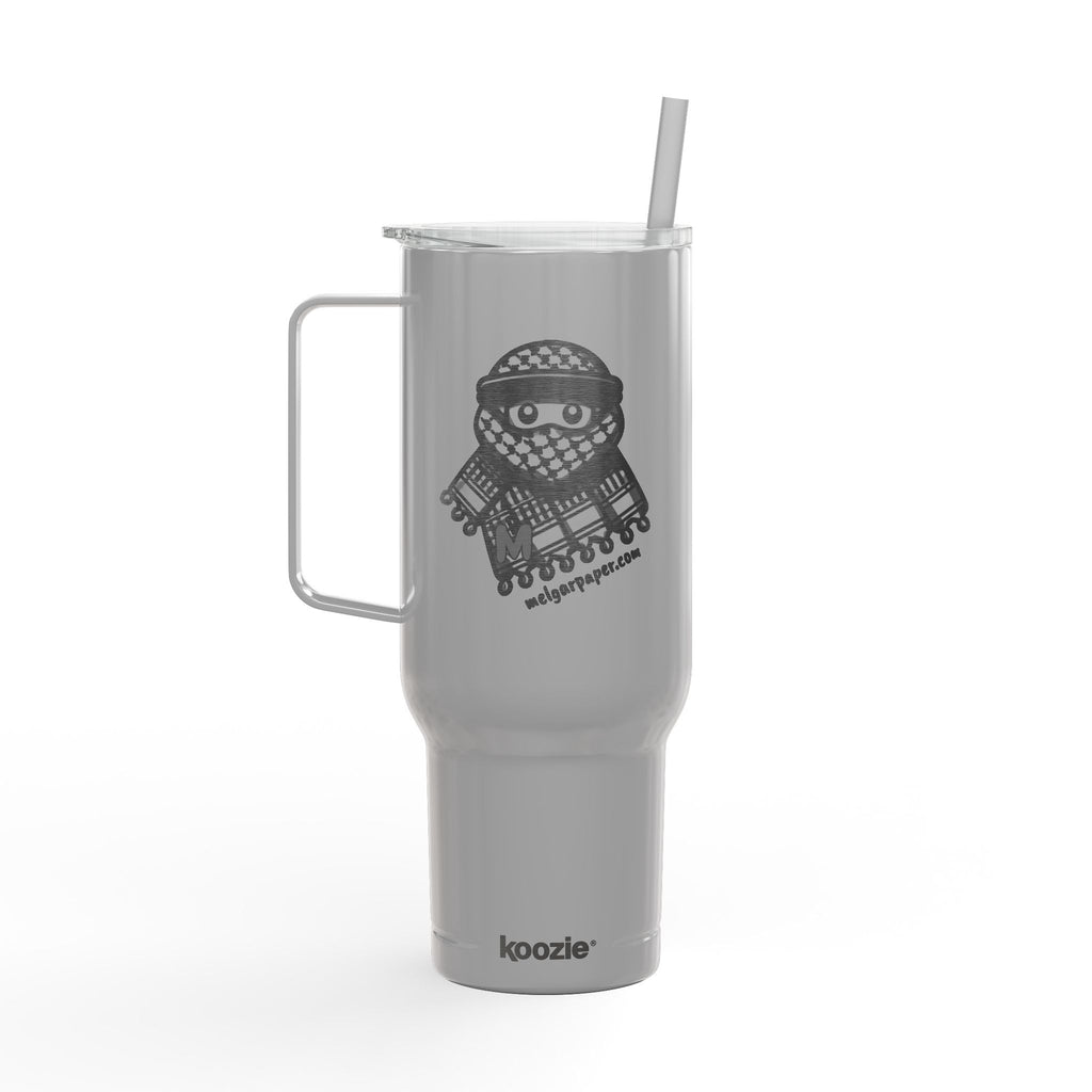 Keffiyeh Buddy Travel Tumbler with Handle & Straw — Vacuum-Insulated, 40 oz