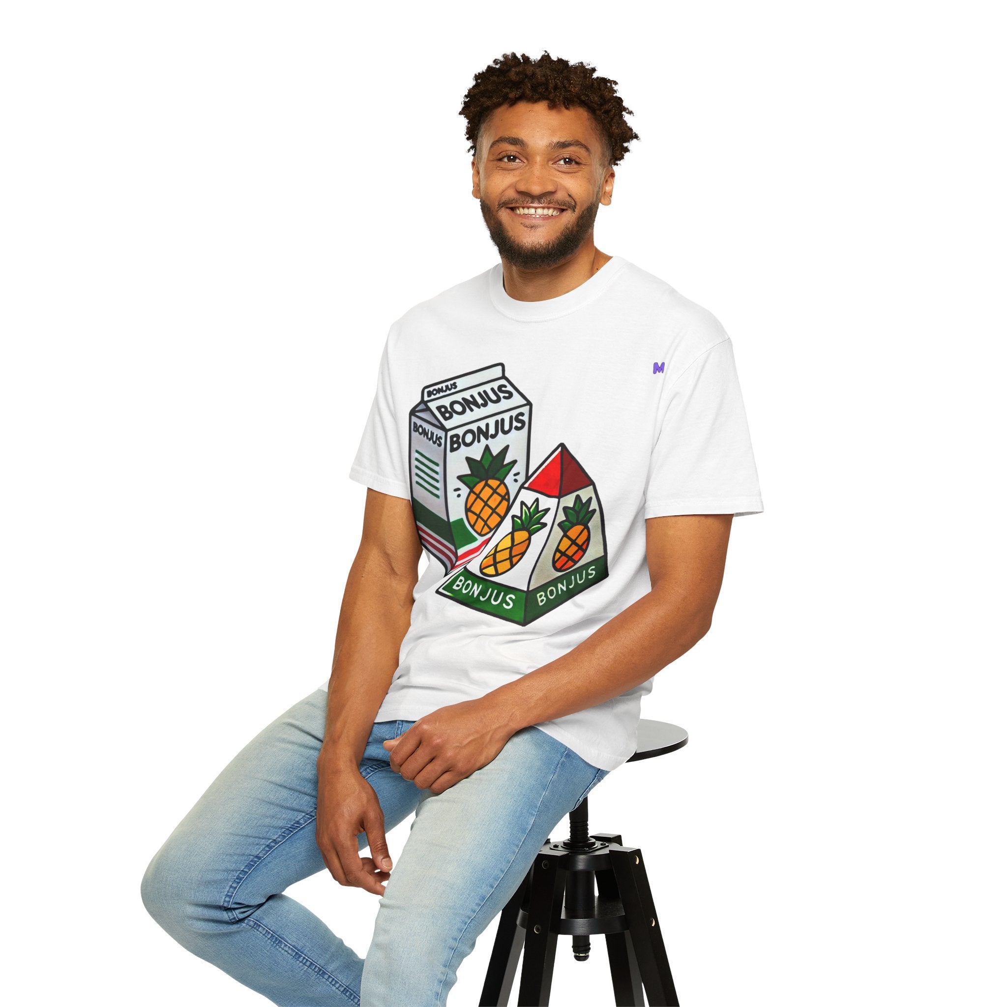 Bonjus Pineapple Juice Graphic Tee — Unisex T-Shirt (Red, Military Green, Charcoal, White | S–4XL)