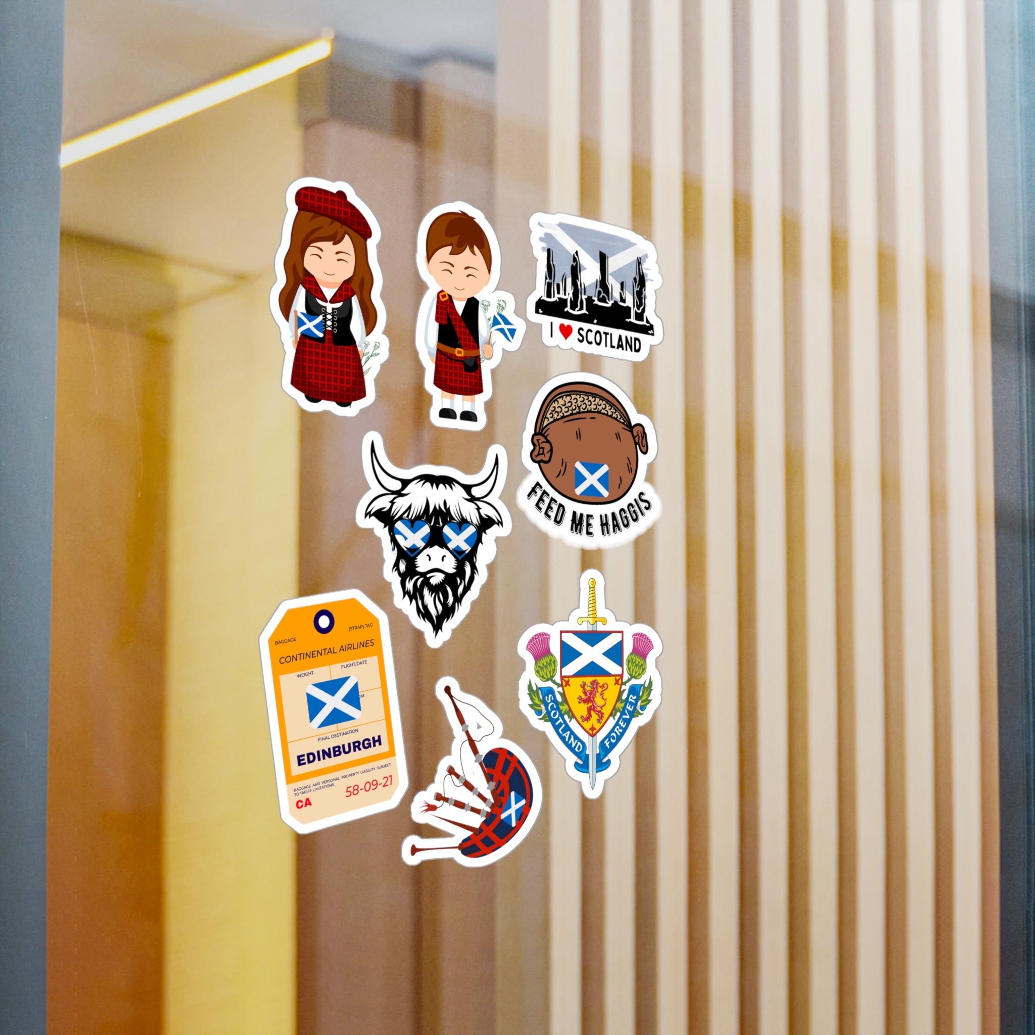 Scotland Sticker Pack — Kiss-Cut Vinyl Decals (Highland Icons, Haggis, Thistle & Saltire)