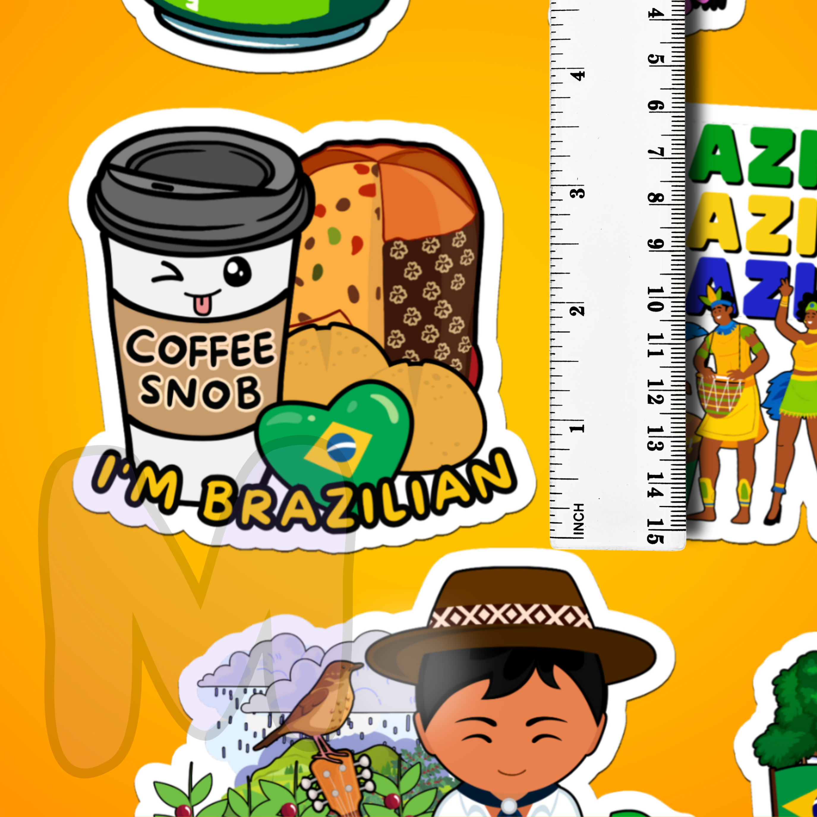 Waterproof Brazilian Culture Sticker Pack - Large Vinyl Decals