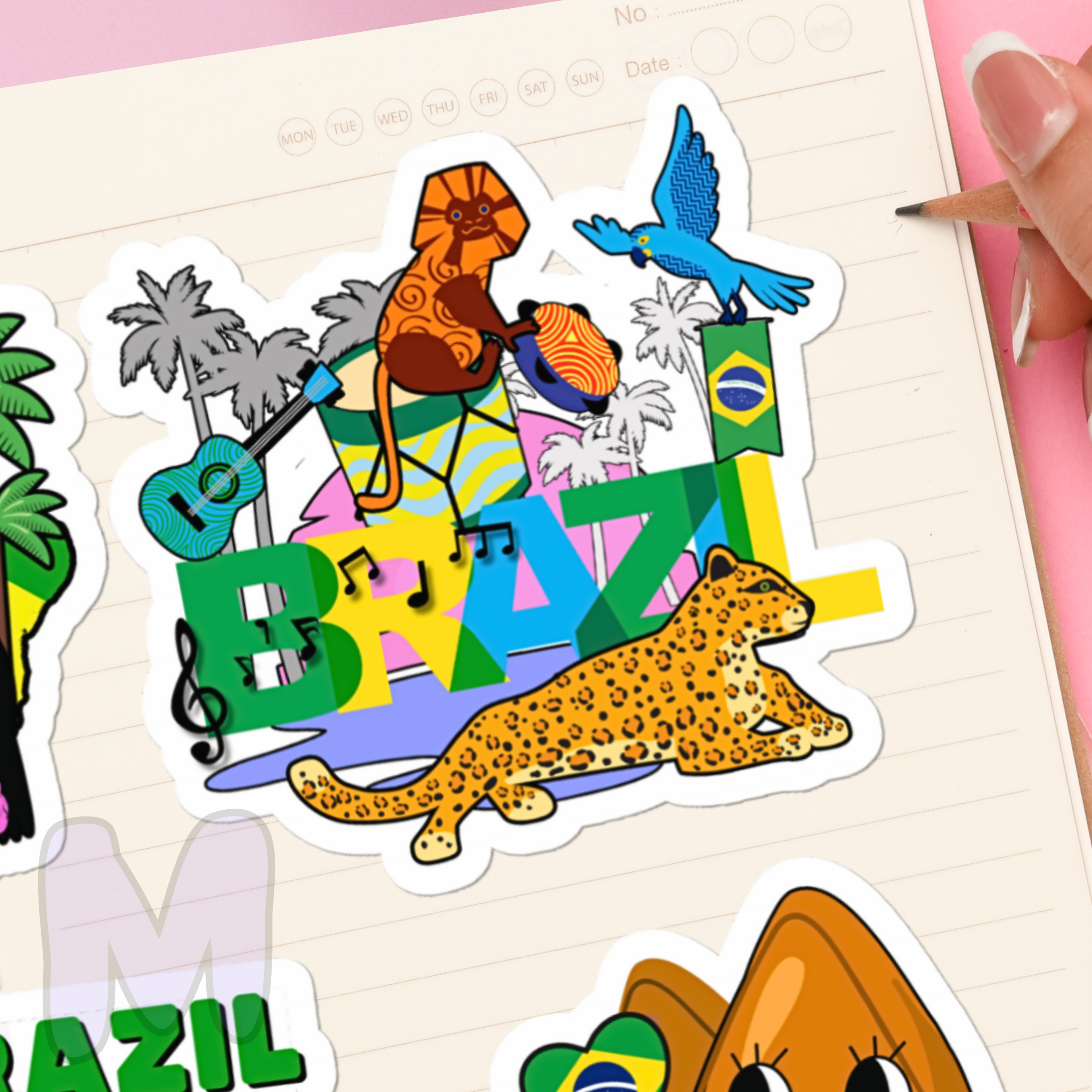Waterproof Brazilian Culture Sticker Pack - Large Vinyl Decals