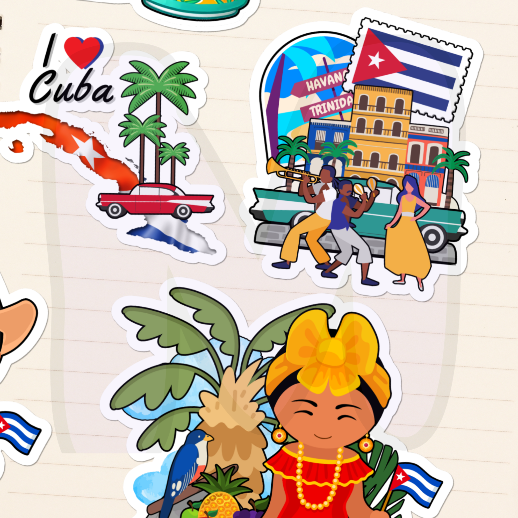 Cuban Culture Heritage Sticker Set | Coffee, Croquetas, and Island Life
