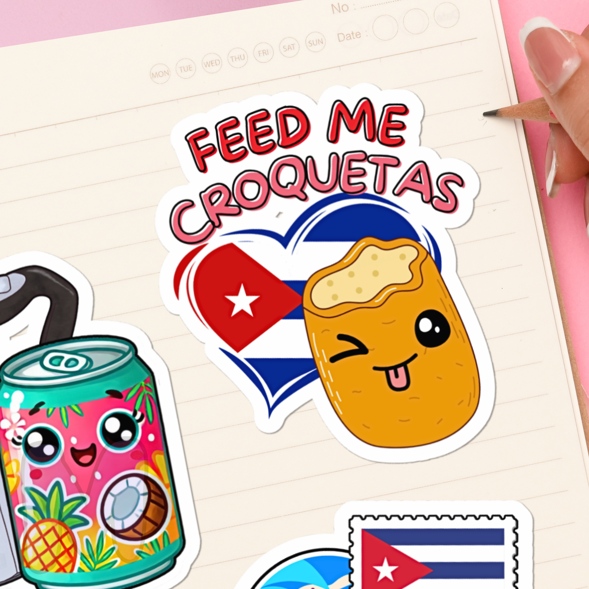 Cuban Culture Heritage Sticker Set | Coffee, Croquetas, and Island Life