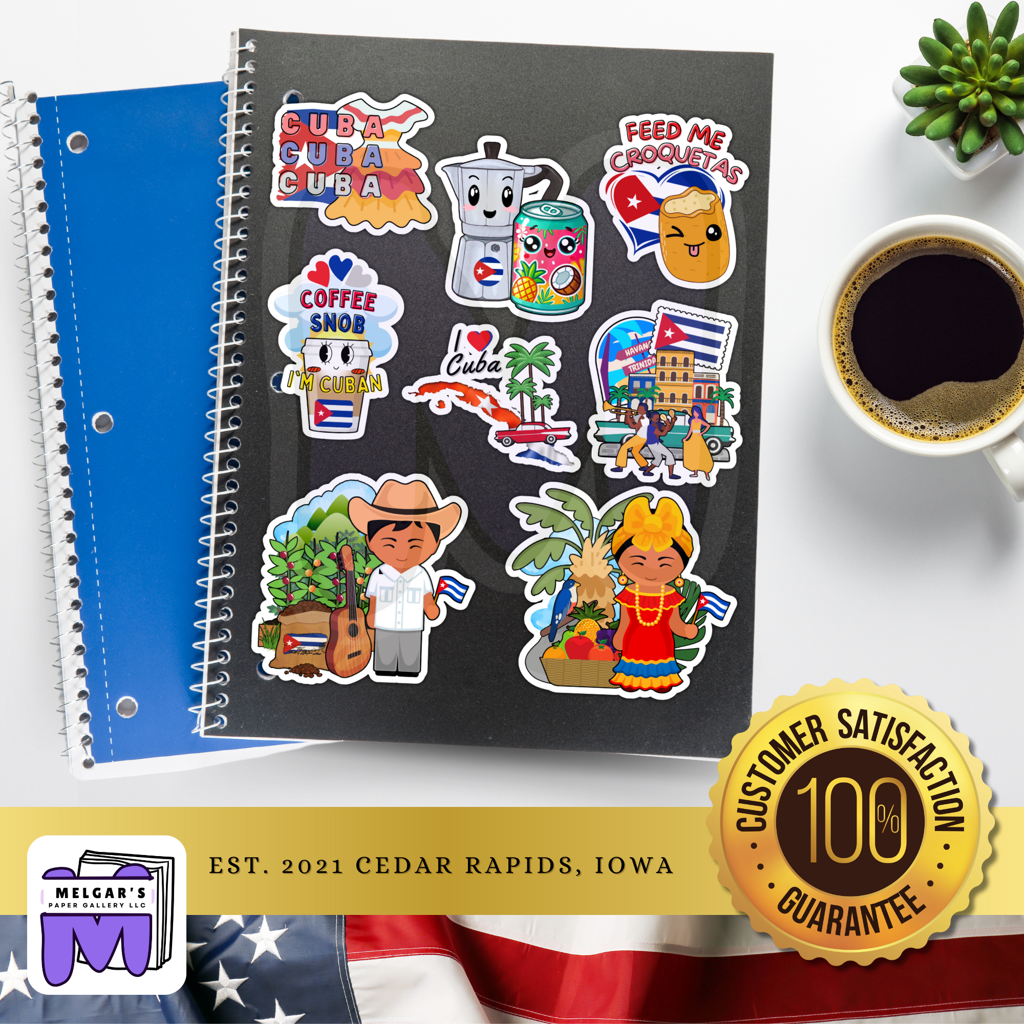 Cuban Culture Heritage Sticker Set | Coffee, Croquetas, and Island Life