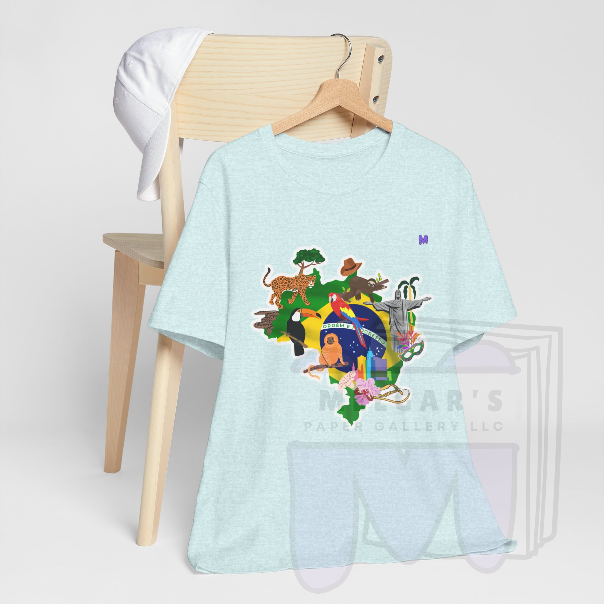 Brazil Heritage Map T-Shirt | Heather Mauve Cultural Graphic Tee for Educators