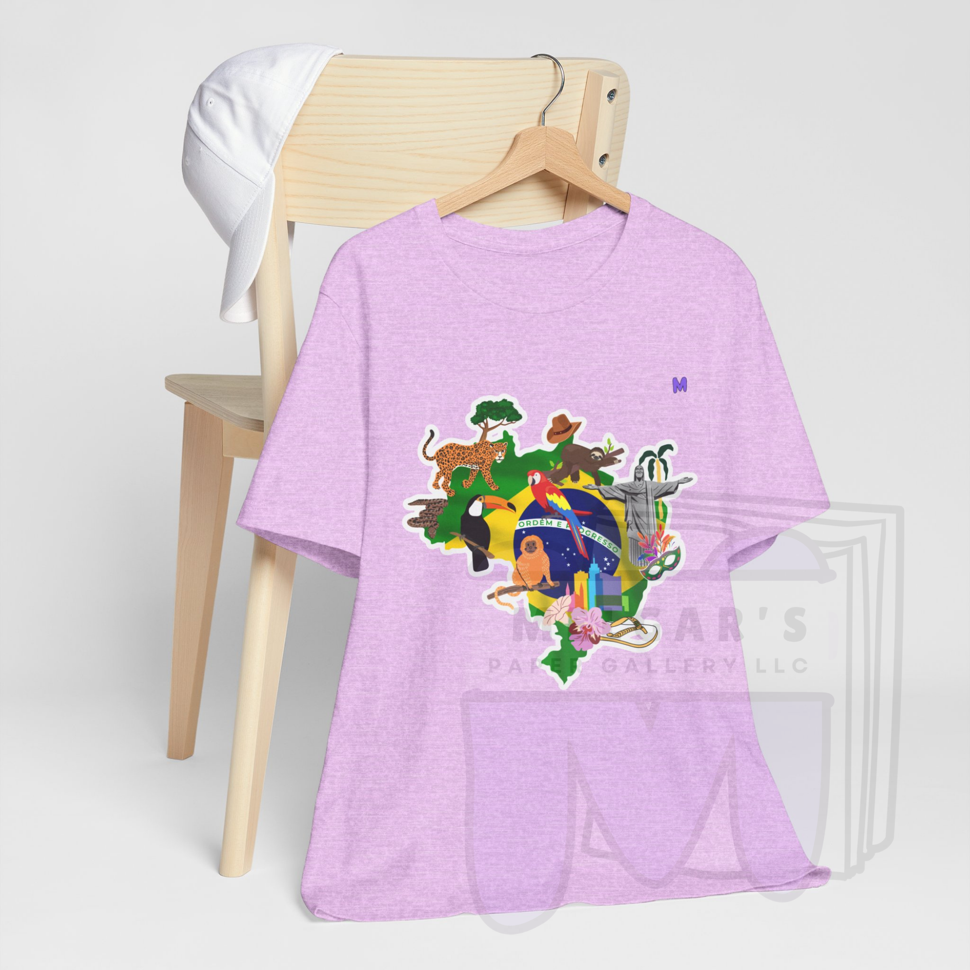 Brazil Heritage Map T-Shirt | Heather Mauve Cultural Graphic Tee for Educators