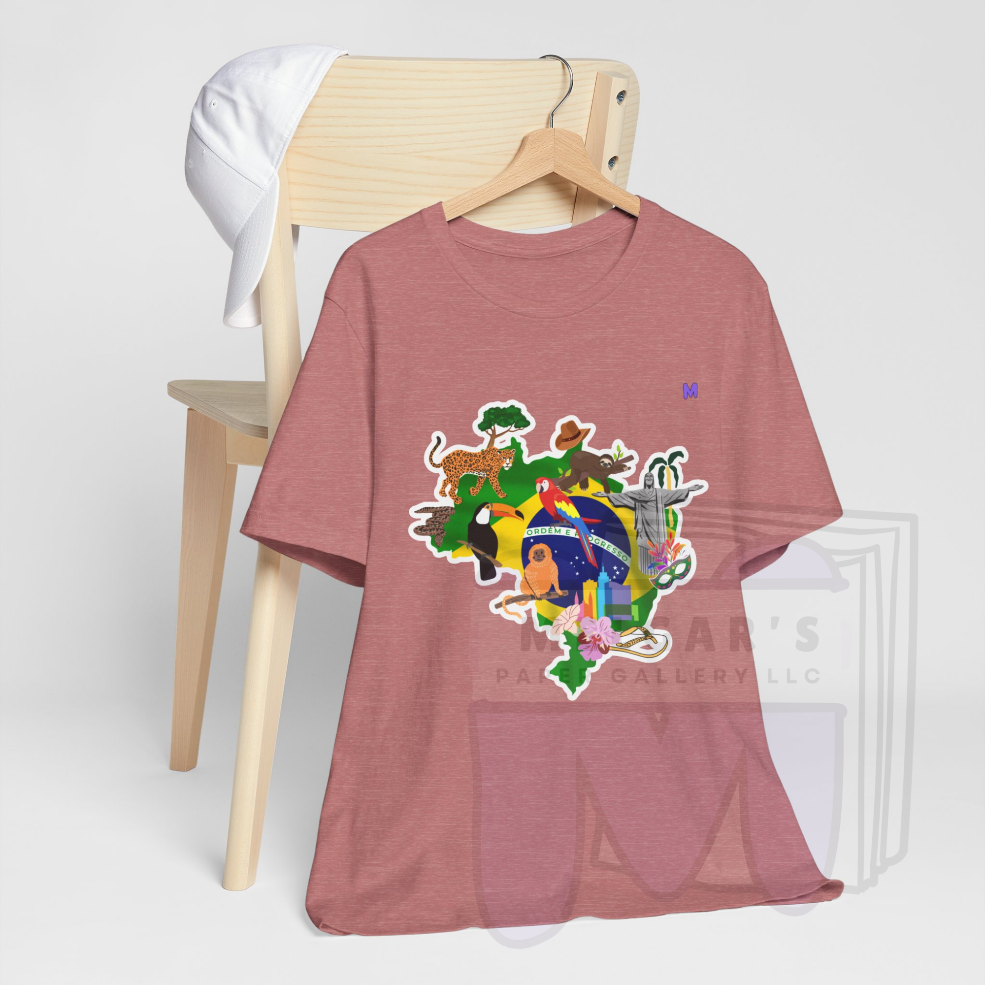 Brazil Heritage Map T-Shirt | Heather Mauve Cultural Graphic Tee for Educators