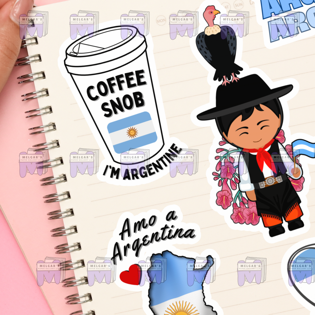 Argentina Heritage Vinyl Sticker Sheet – Vibrant Culture & Icons Decals for Laptops, Water Bottles, and Planners