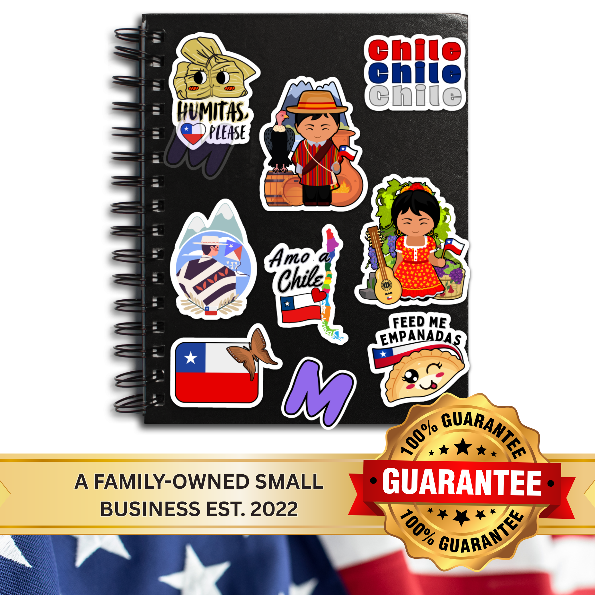 Waterproof Chilean Culture Vinyl Stickers | Humitas, Empanadas & Flag Designs of Chile