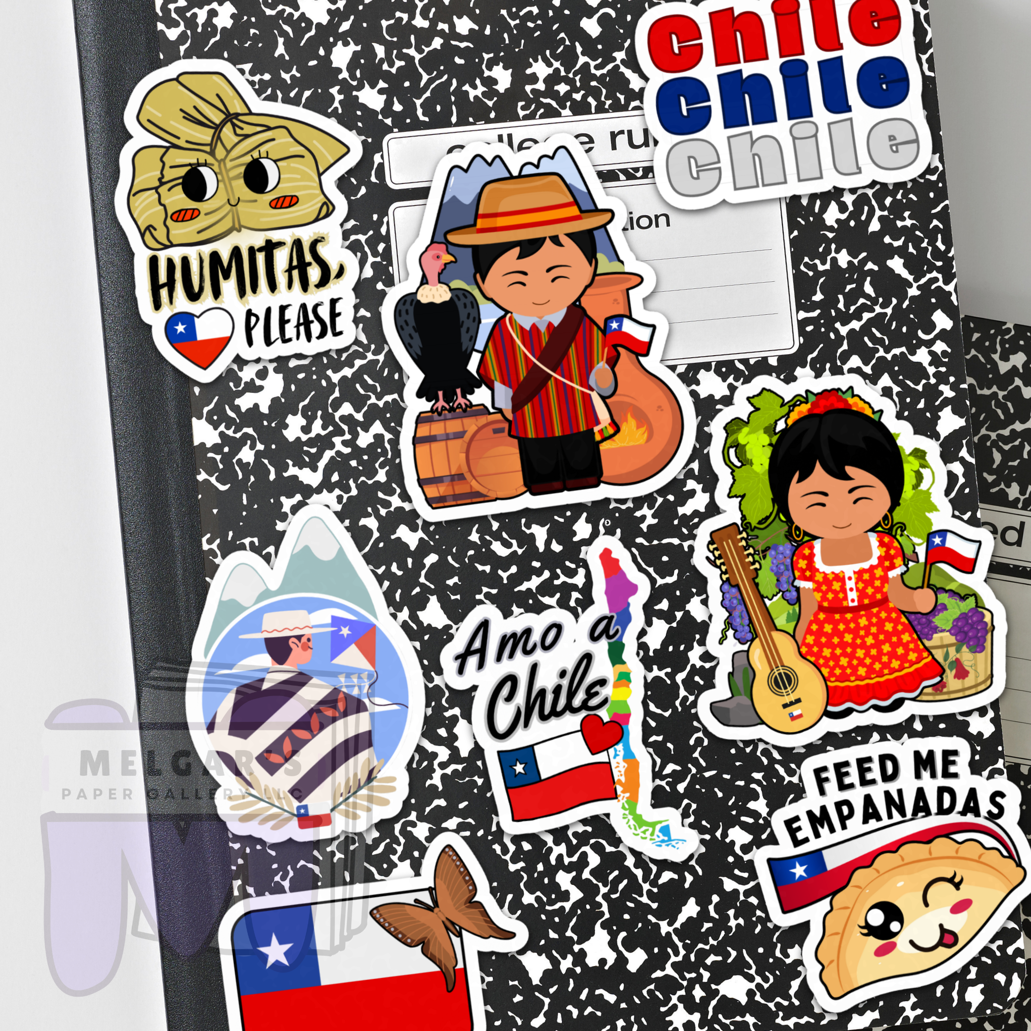 Waterproof Chilean Culture Vinyl Stickers | Humitas, Empanadas & Flag Designs of Chile