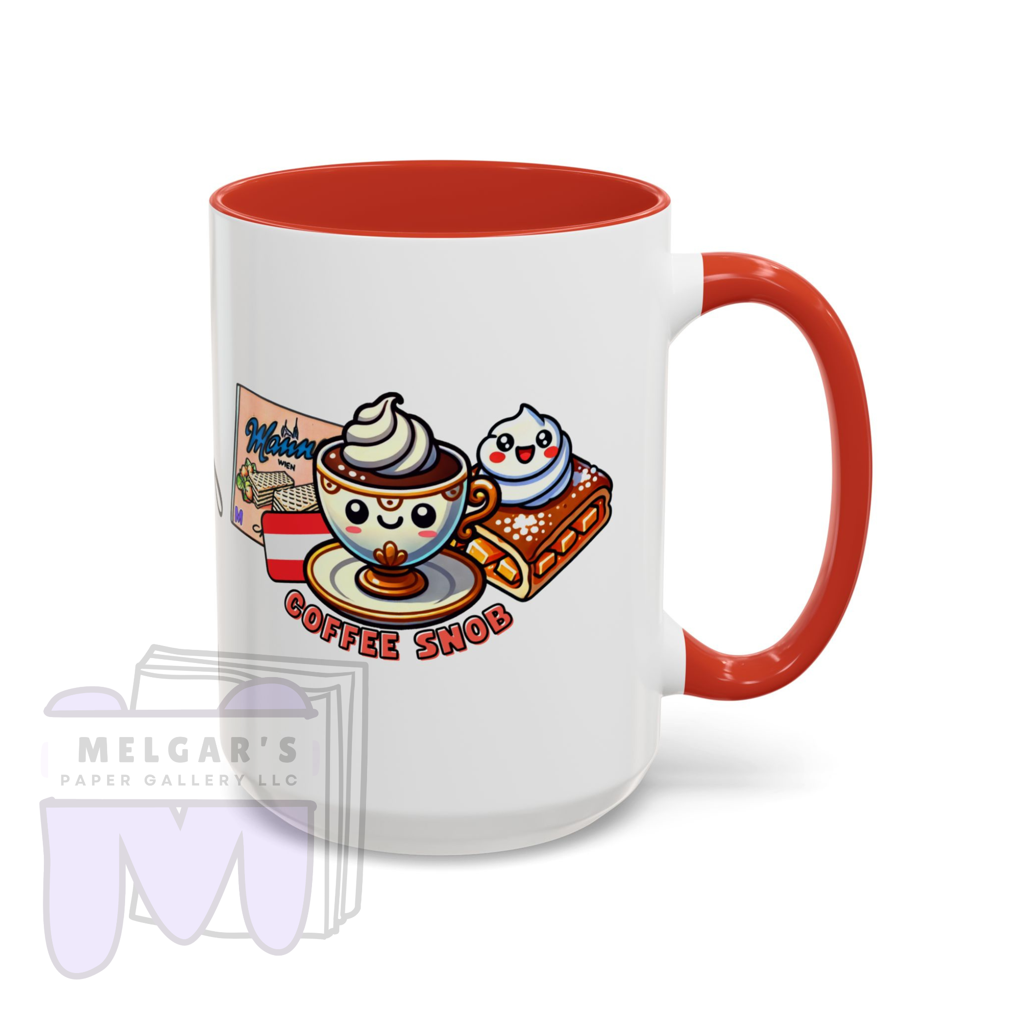 Austria Coffee Snob Mug Custom Gift Viennese Melange and Apfelstrudel