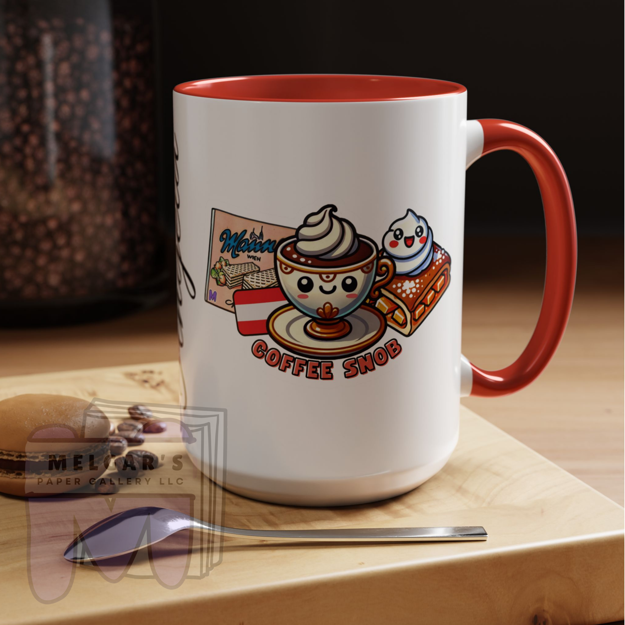 Austria Coffee Snob Mug Custom Gift Viennese Melange and Apfelstrudel