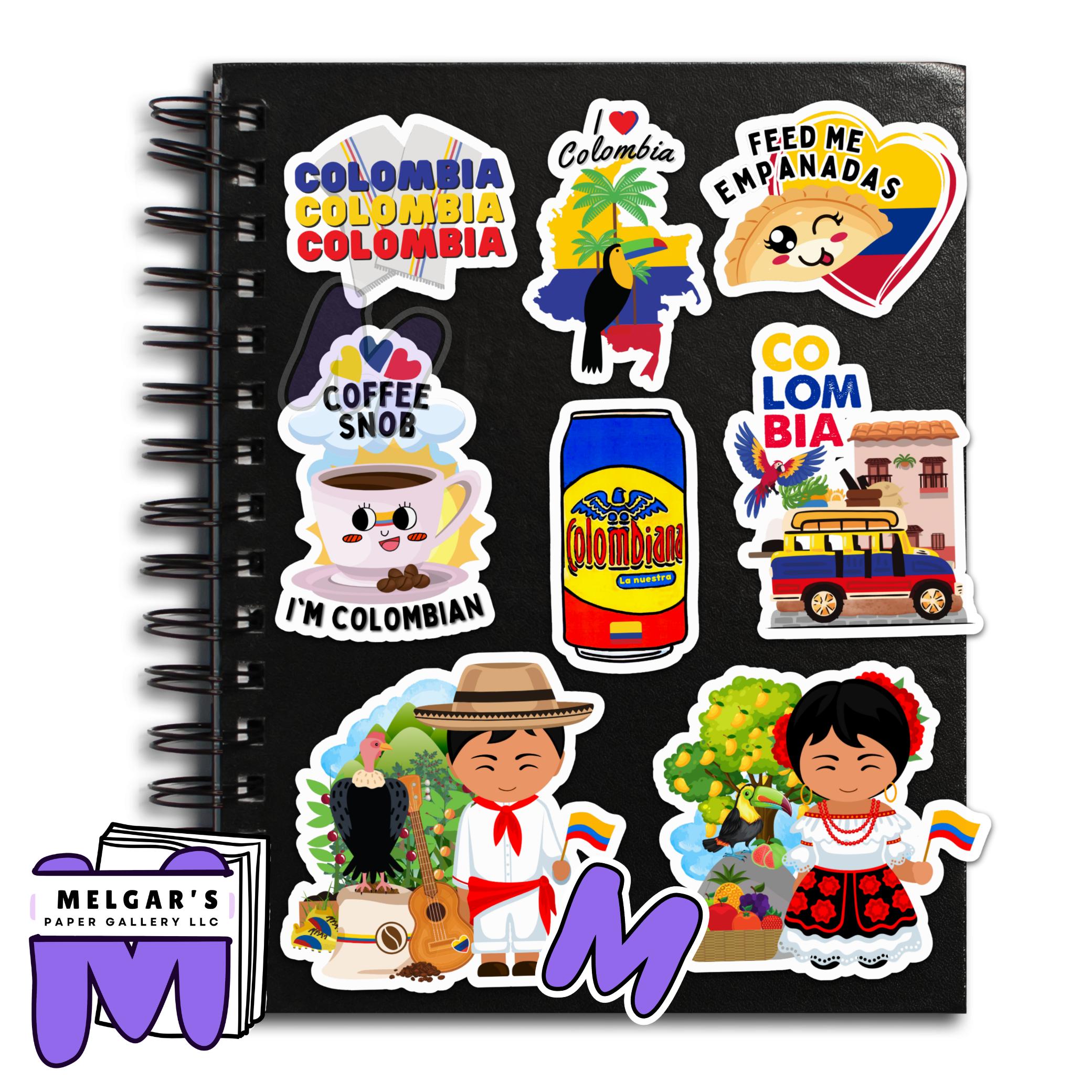 Waterproof Colombia Sticker Pack - Vinyl Decals of Colombia for Laptops & Water Bottles (Handcrafted Designs)
