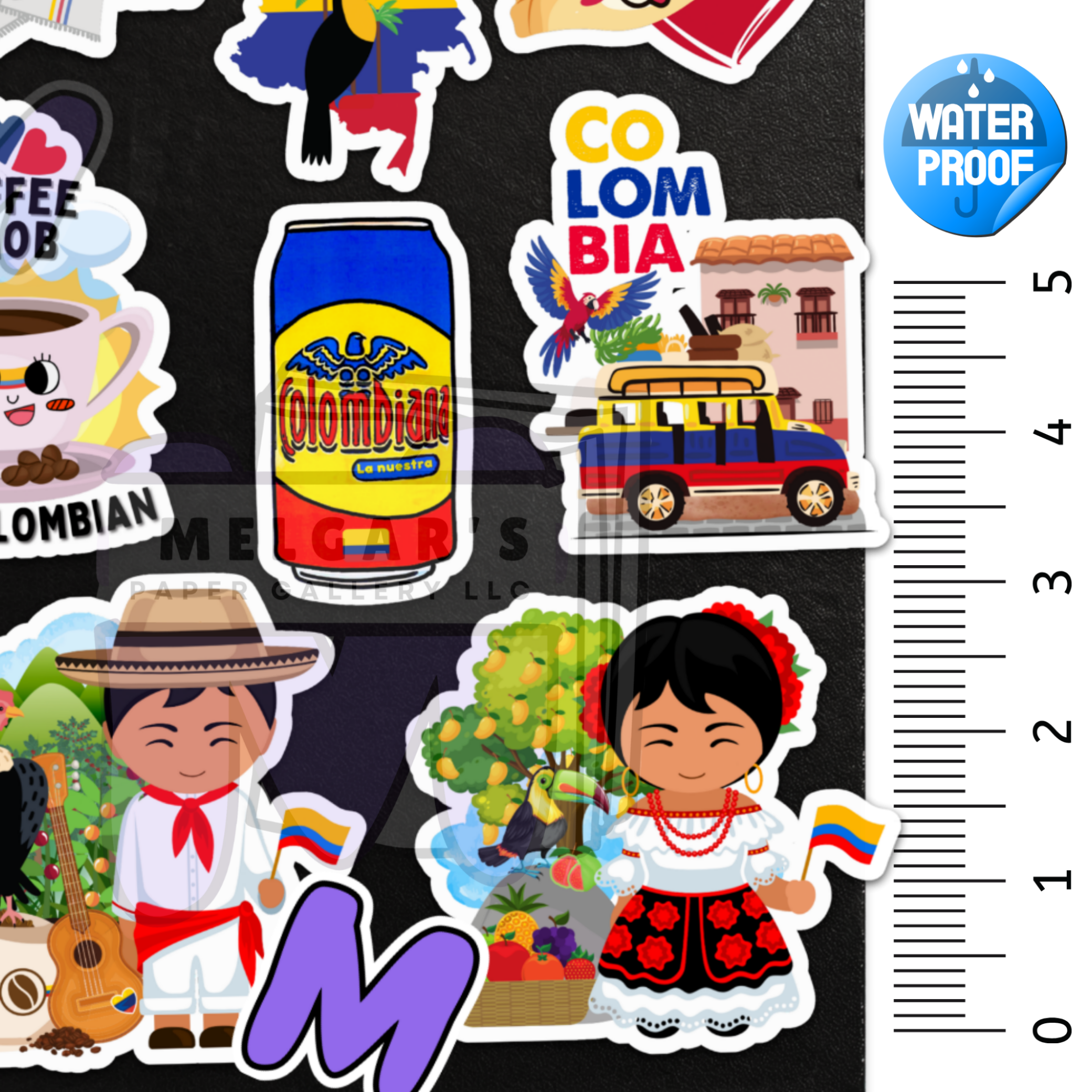 Waterproof Colombia Sticker Pack - Vinyl Decals of Colombia for Laptops & Water Bottles (Handcrafted Designs)