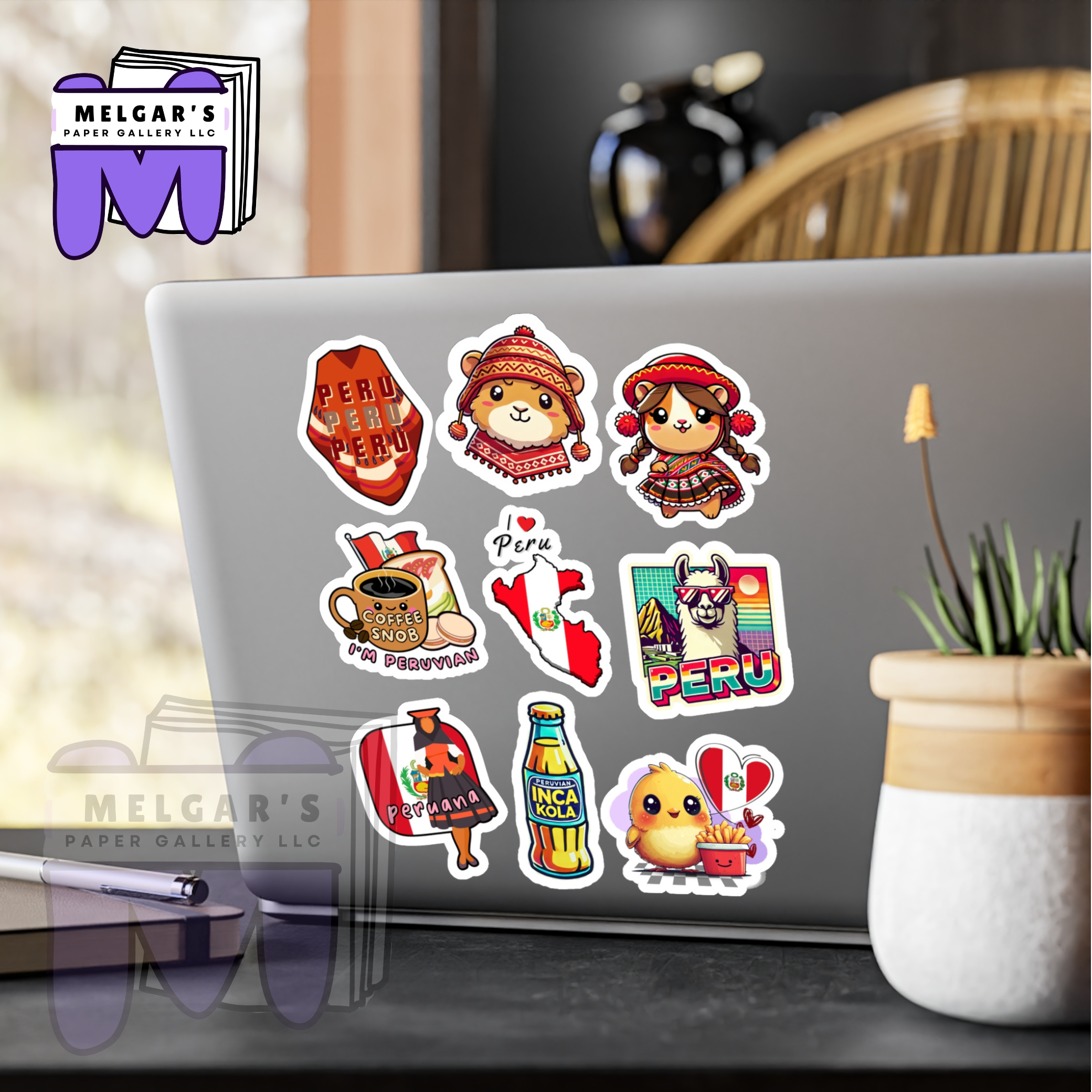 Waterproof Peru Travel Sticker Pack - Peruvian Vinyl Decals (Cute Alpaca, Inca Kola, Peruvian Icons)
