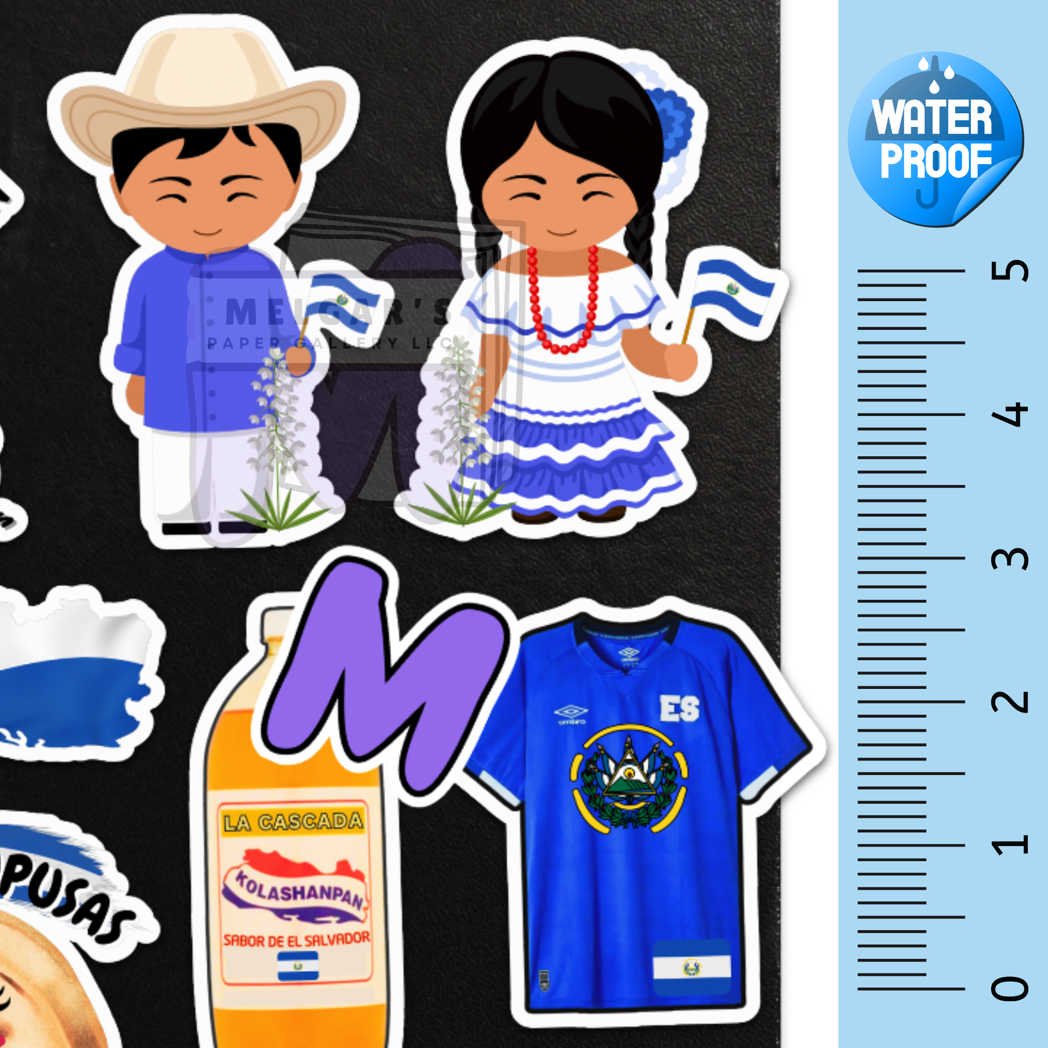 Waterproof El Salvador Cultural Sticker Set of 8 Large Decals - Waterproof Stickers for Laptops, Notebooks, Waterbottles, Students, Gift Ideas & More!