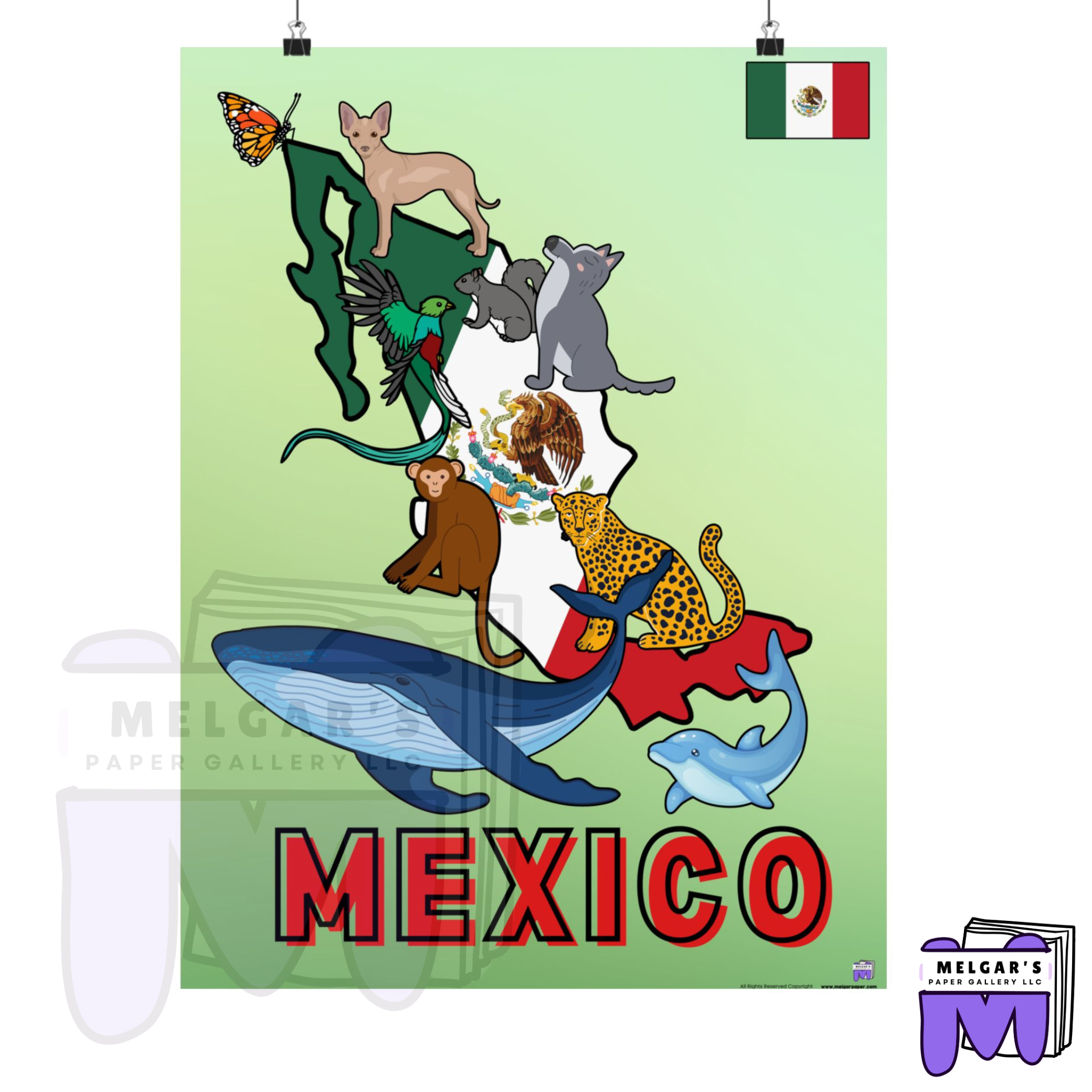 Mexico's Wildlife Map Educational Poster – Vibrant & Child-Friendly for Classroom Decor