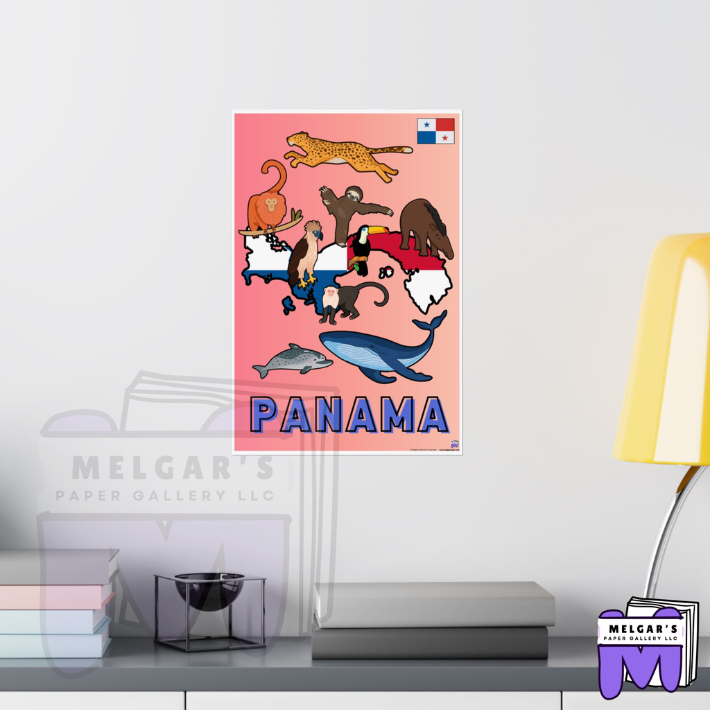Panama's Wildlife Map Educational Poster – Vibrant & Child-Friendly for Classroom Decor