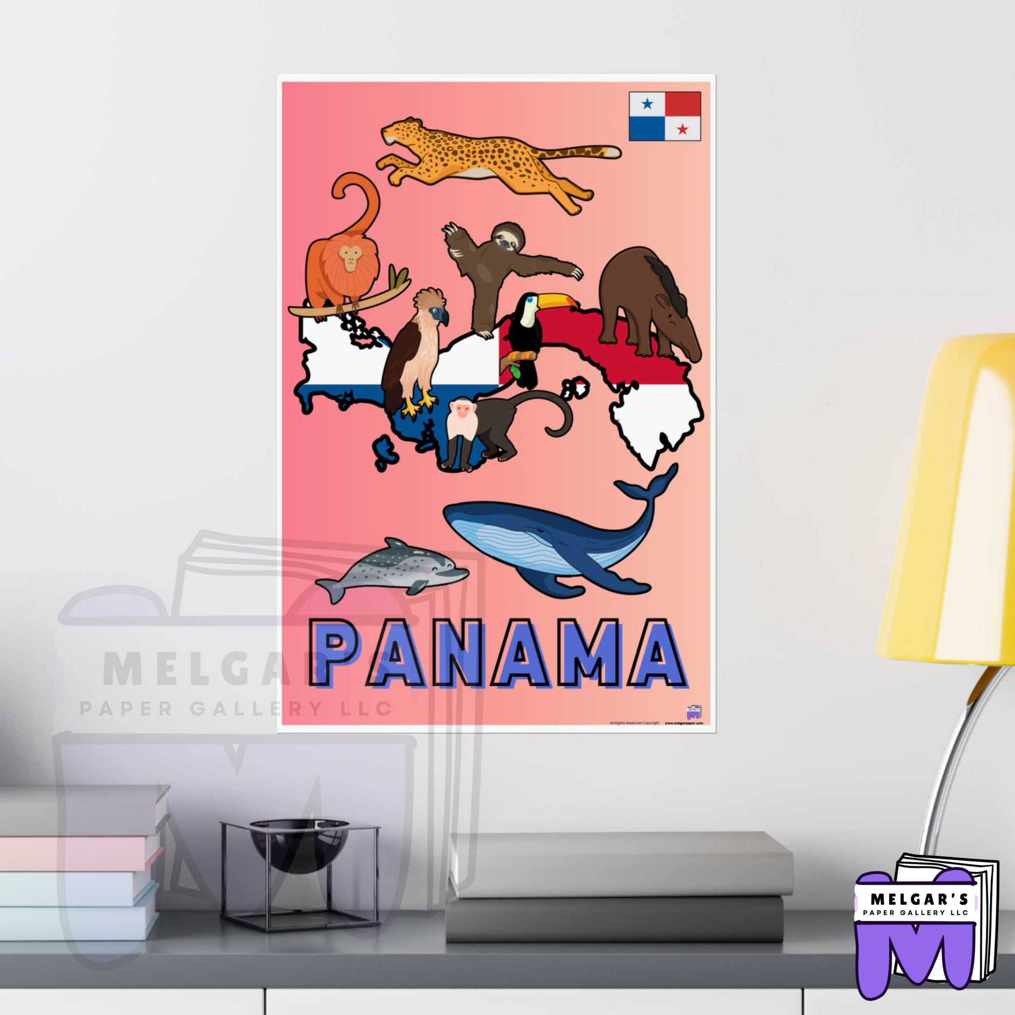 Panama's Wildlife Map Educational Poster – Vibrant & Child-Friendly for Classroom Decor