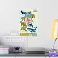 Argentina Illustrated Wildlife Map Poster | National Flag & Classroom Animal Art Print