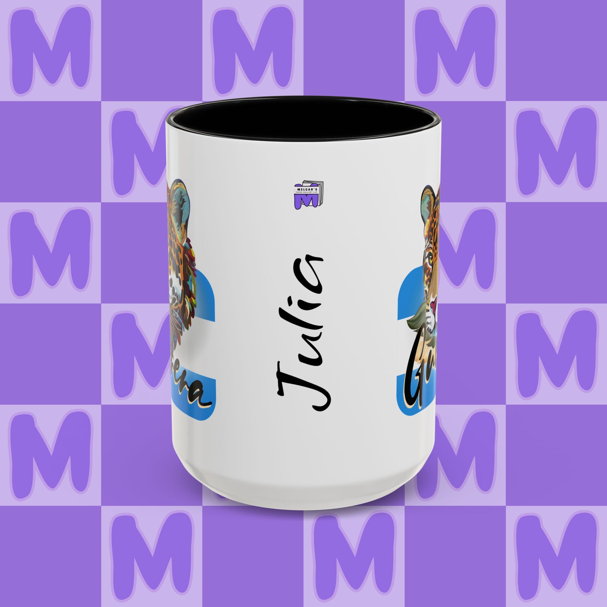 Melgar's Paper Gallery Personalized Honduras Guerrera Mug - Custom Name Coffee Cup with Powerful Jaguar Art - Inspirational Gift for Strong Latina Women & Warriors