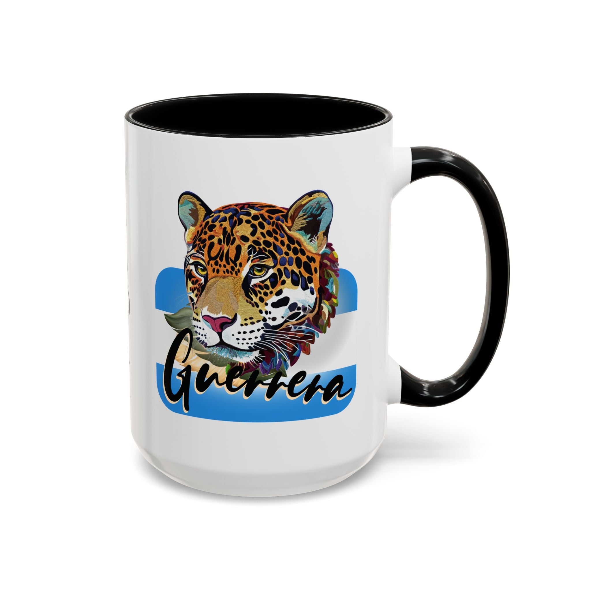 Custom! Personalized Honduras Guerrera Mug - Custom Name Coffee Cup with Powerful Jaguar Art - Inspirational Gift for Strong Honduran Latina Women & Warriors