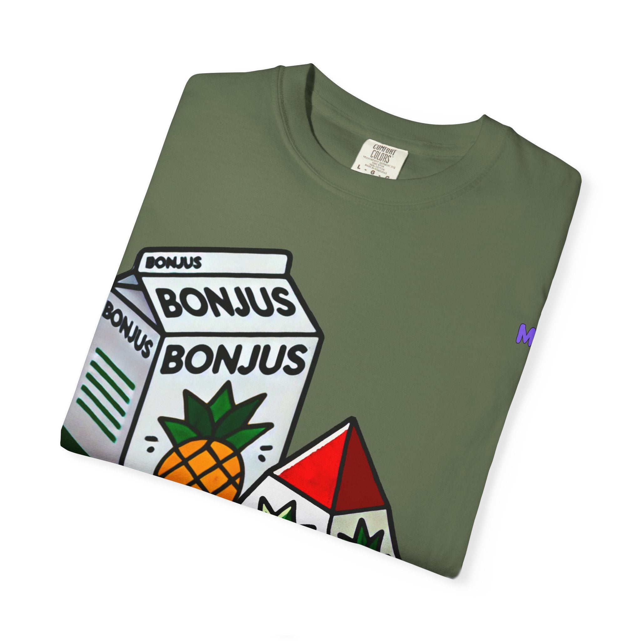 Bonjus Pineapple Juice Graphic Tee — Unisex T-Shirt (Red, Military Green, Charcoal, White | S–4XL)