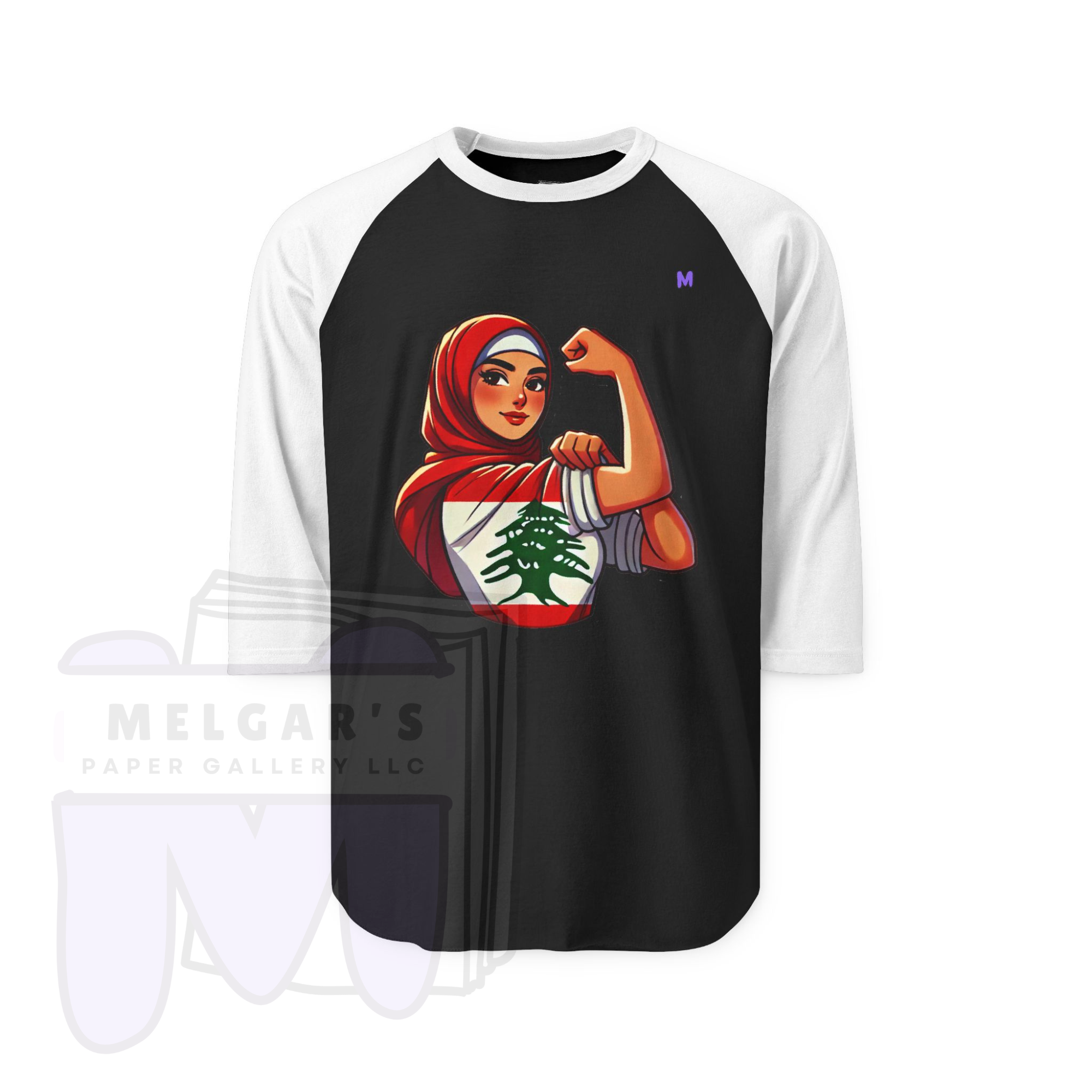 Hijab Lebanese Pride & Strangth Shirt 100% Cotton - Unisex Three-Quarter Sleeve