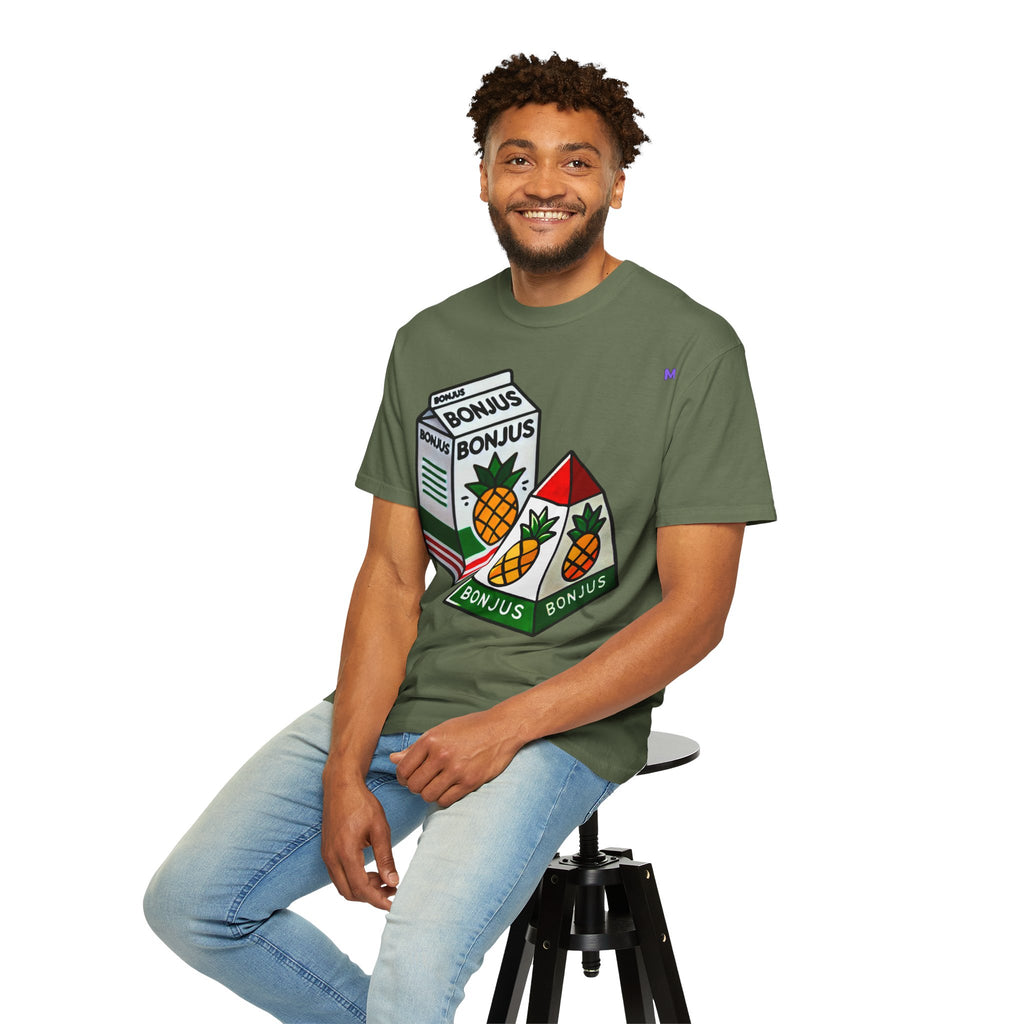 Bonjus Pineapple Juice Graphic Tee — Unisex T-Shirt (Red, Military Green, Charcoal, White | S–4XL)