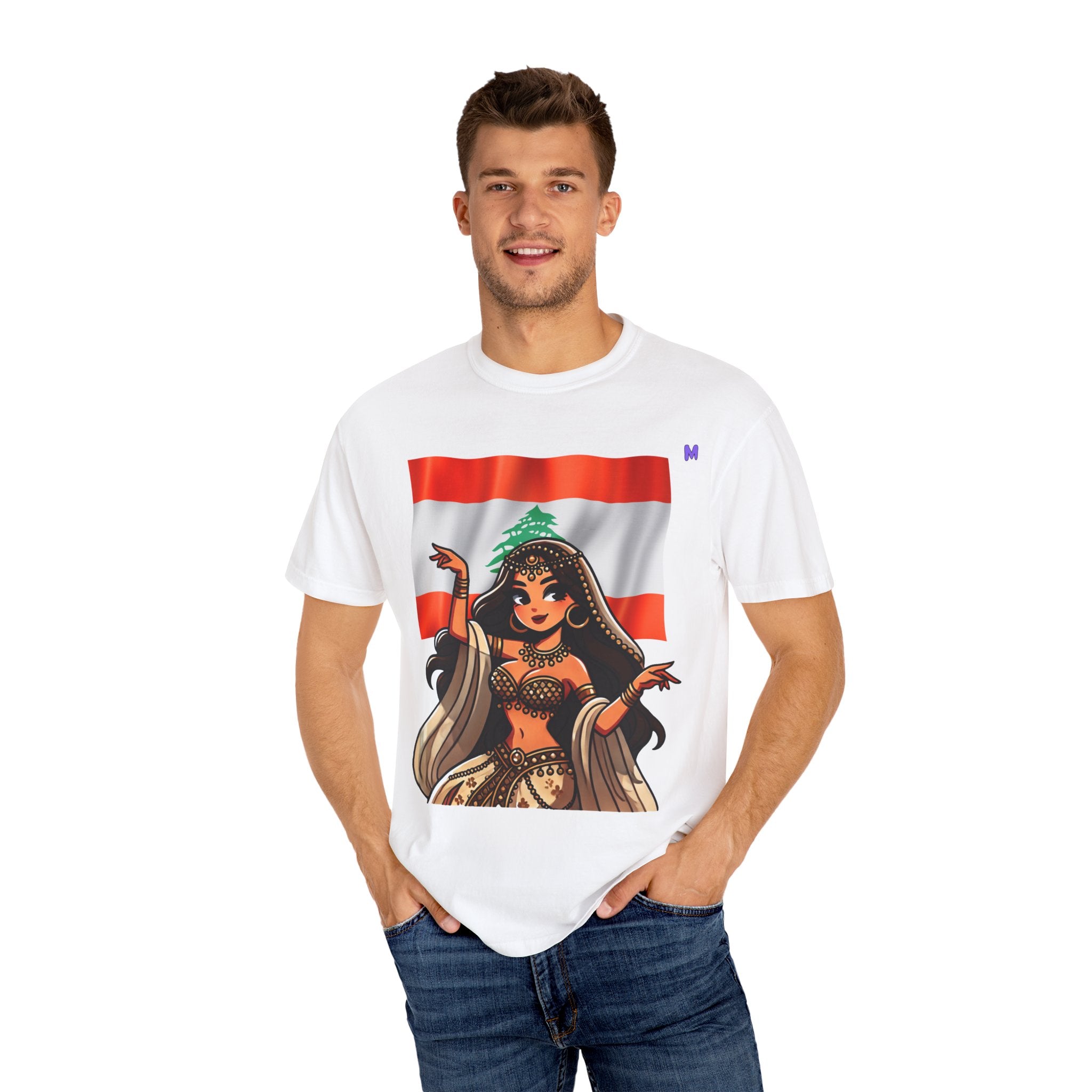 Lebanese Pride “Cedar Goddess” Unisex T-Shirt — White, Black, Military Green (S–4XL)