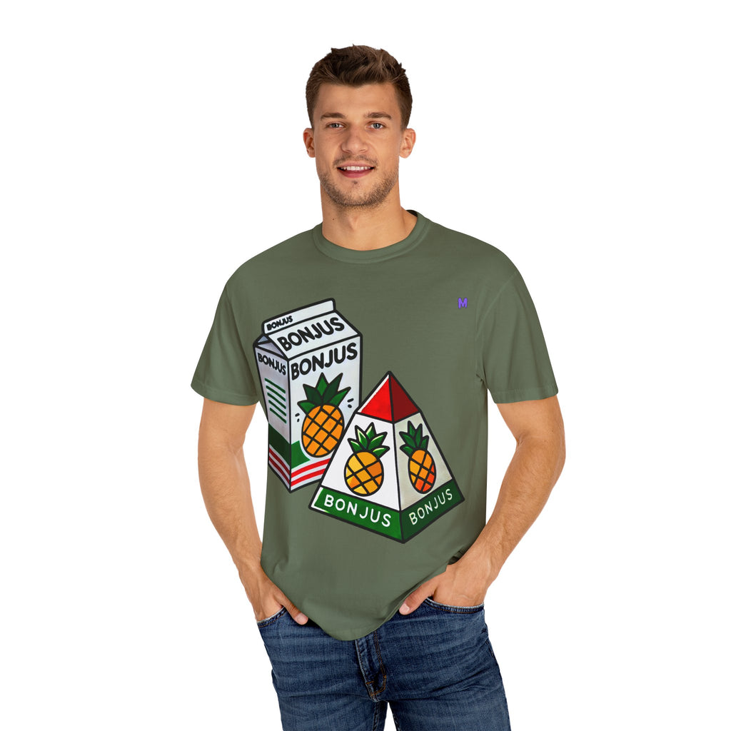 Bonjus Pineapple Juice Graphic Tee — Unisex T-Shirt (Red, Military Green, Charcoal, White | S–4XL)