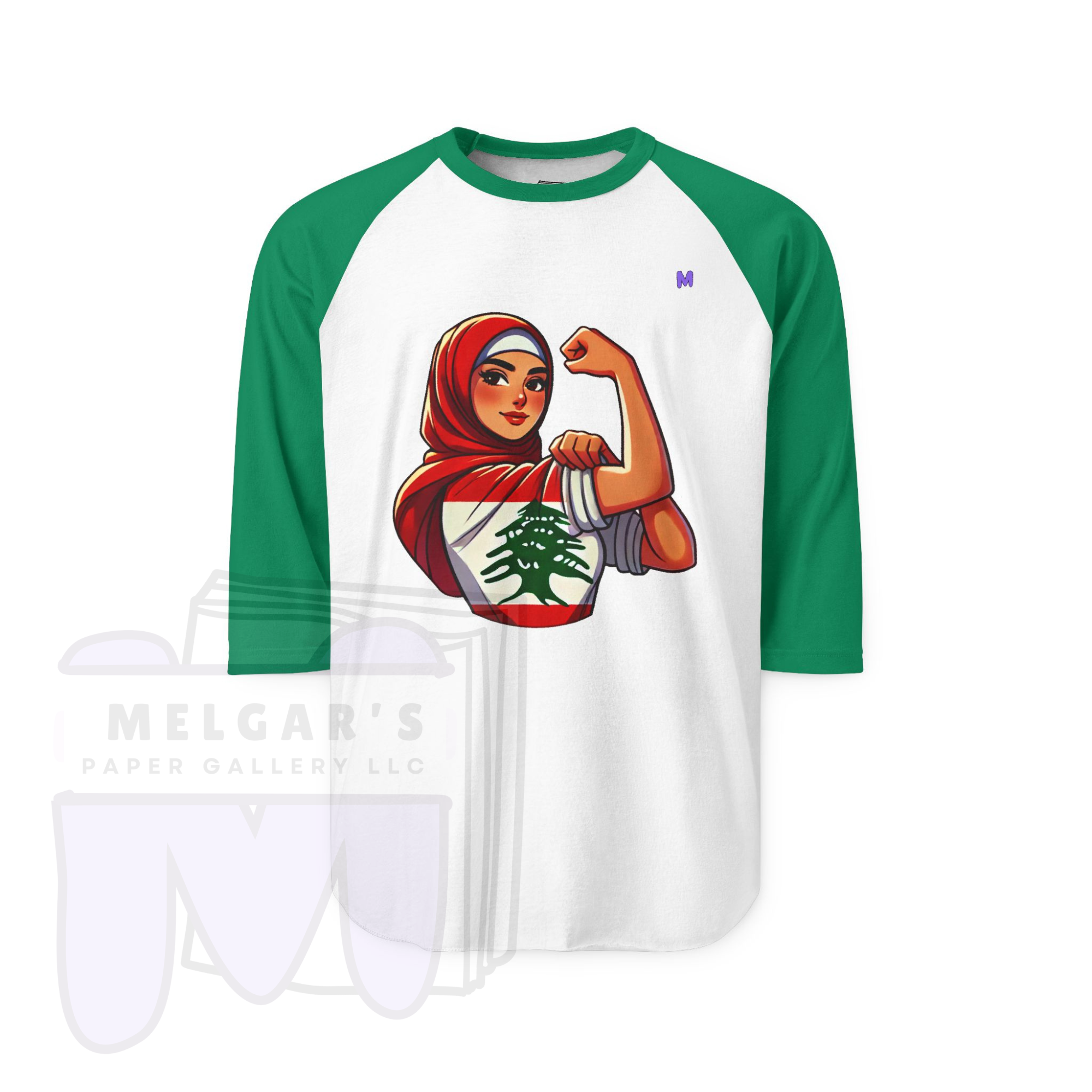Hijab Lebanese Pride & Strangth Shirt 100% Cotton - Unisex Three-Quarter Sleeve