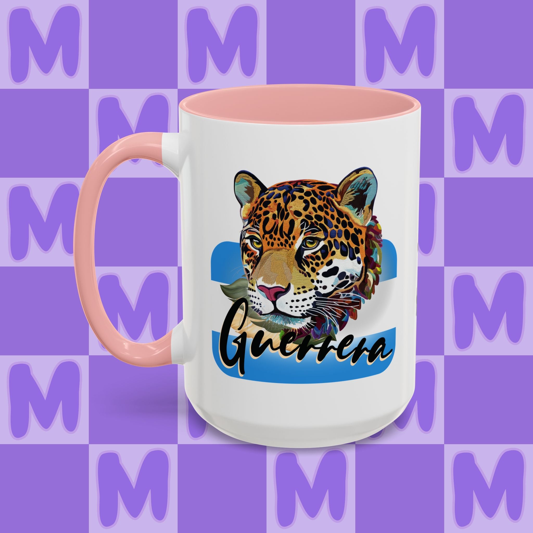 Melgar's Paper Gallery Personalized Honduras Guerrera Mug - Custom Name Coffee Cup with Powerful Jaguar Art - Inspirational Gift for Strong Latina Women & Warriors