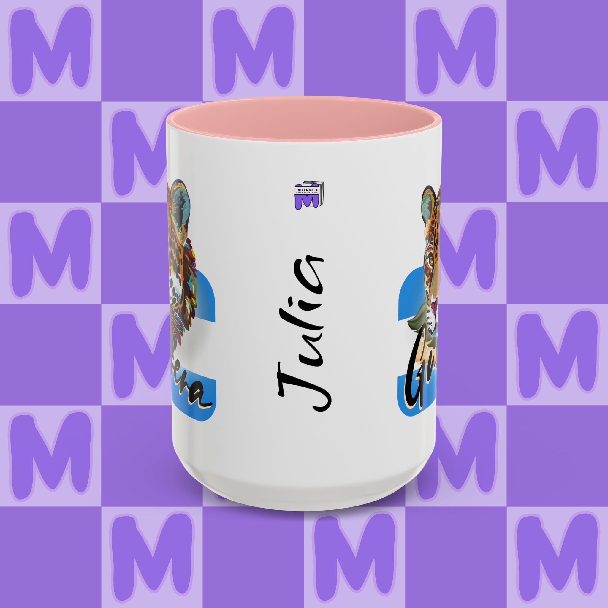 Melgar's Paper Gallery Personalized Honduras Guerrera Mug - Custom Name Coffee Cup with Powerful Jaguar Art - Inspirational Gift for Strong Latina Women & Warriors