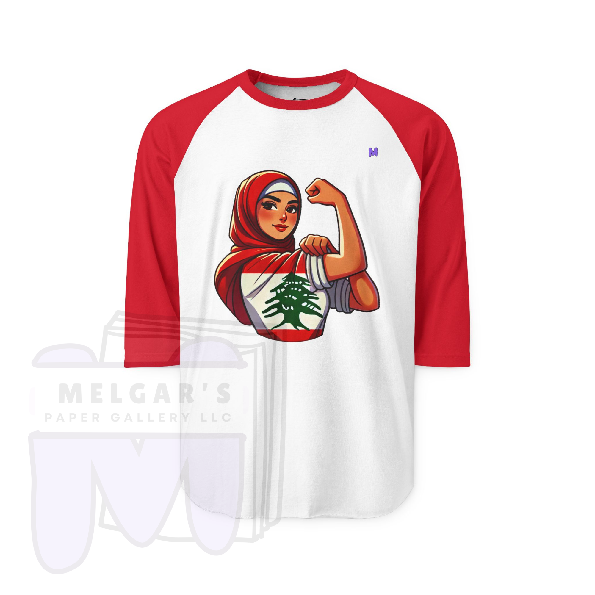 Hijab Lebanese Pride & Strangth Shirt 100% Cotton - Unisex Three-Quarter Sleeve