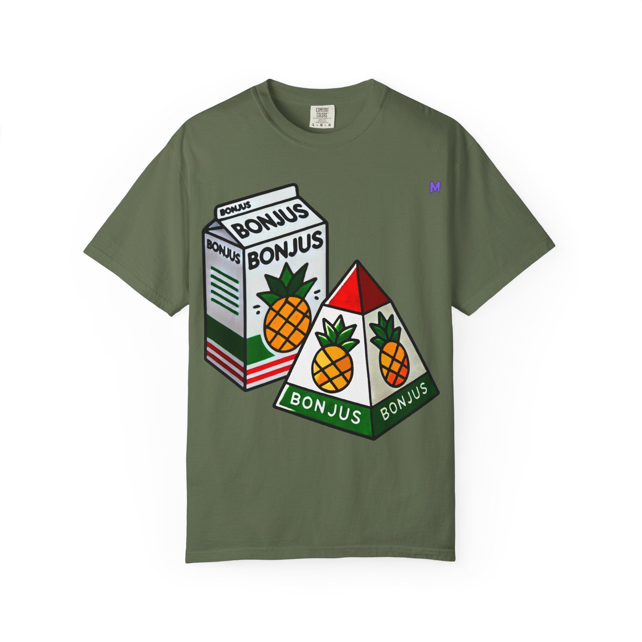 Bonjus Pineapple Juice Graphic Tee — Unisex T-Shirt (Red, Military Green, Charcoal, White | S–4XL)