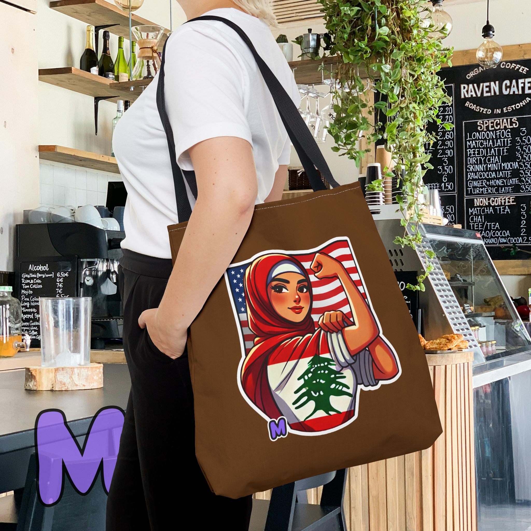 Large Strength & Unity Tote Bag – Lebanese Pride Design | Re-usable Shopping Bag Tote