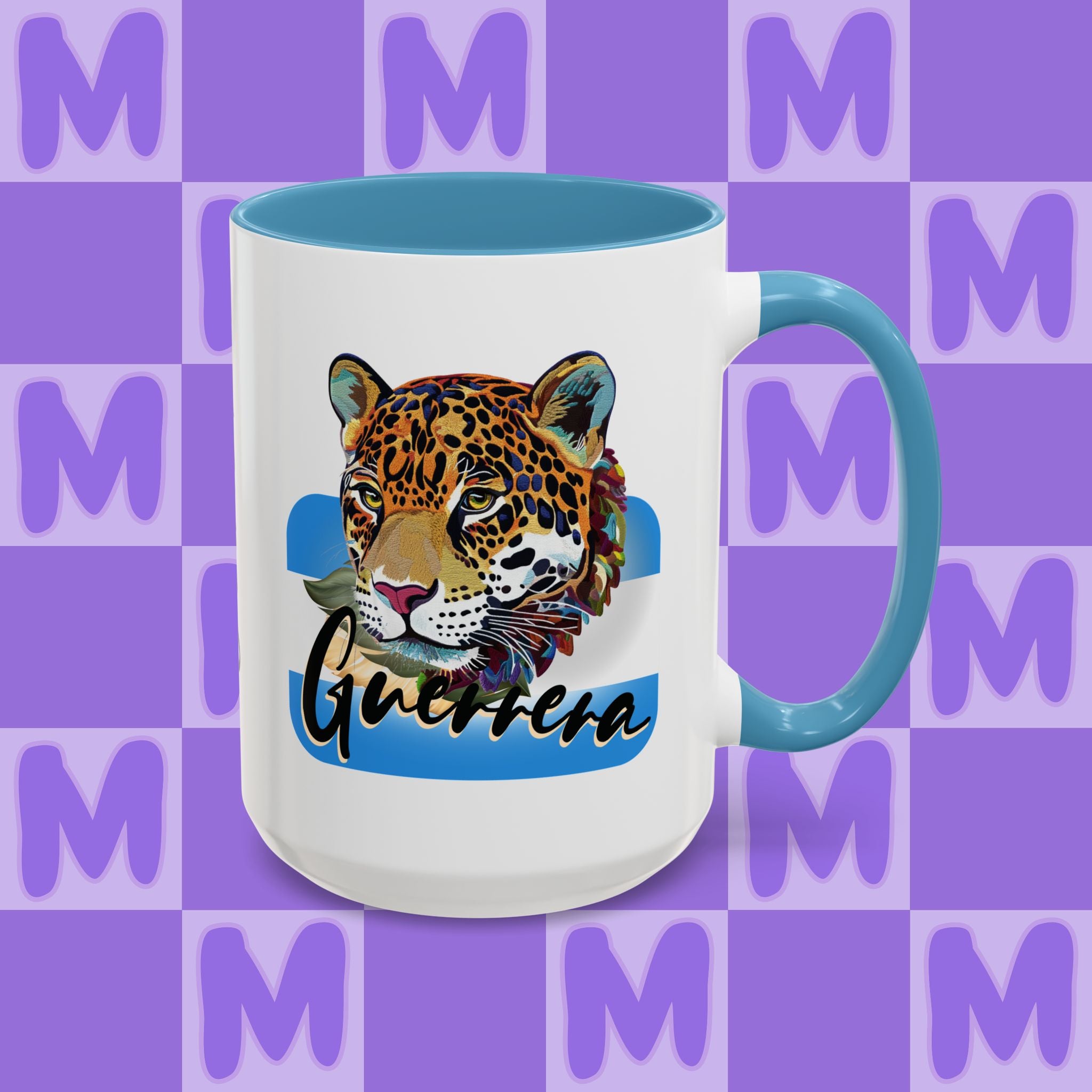 Melgar's Paper Gallery Personalized Honduras Guerrera Mug - Custom Name Coffee Cup with Powerful Jaguar Art - Inspirational Gift for Strong Latina Women & Warriors