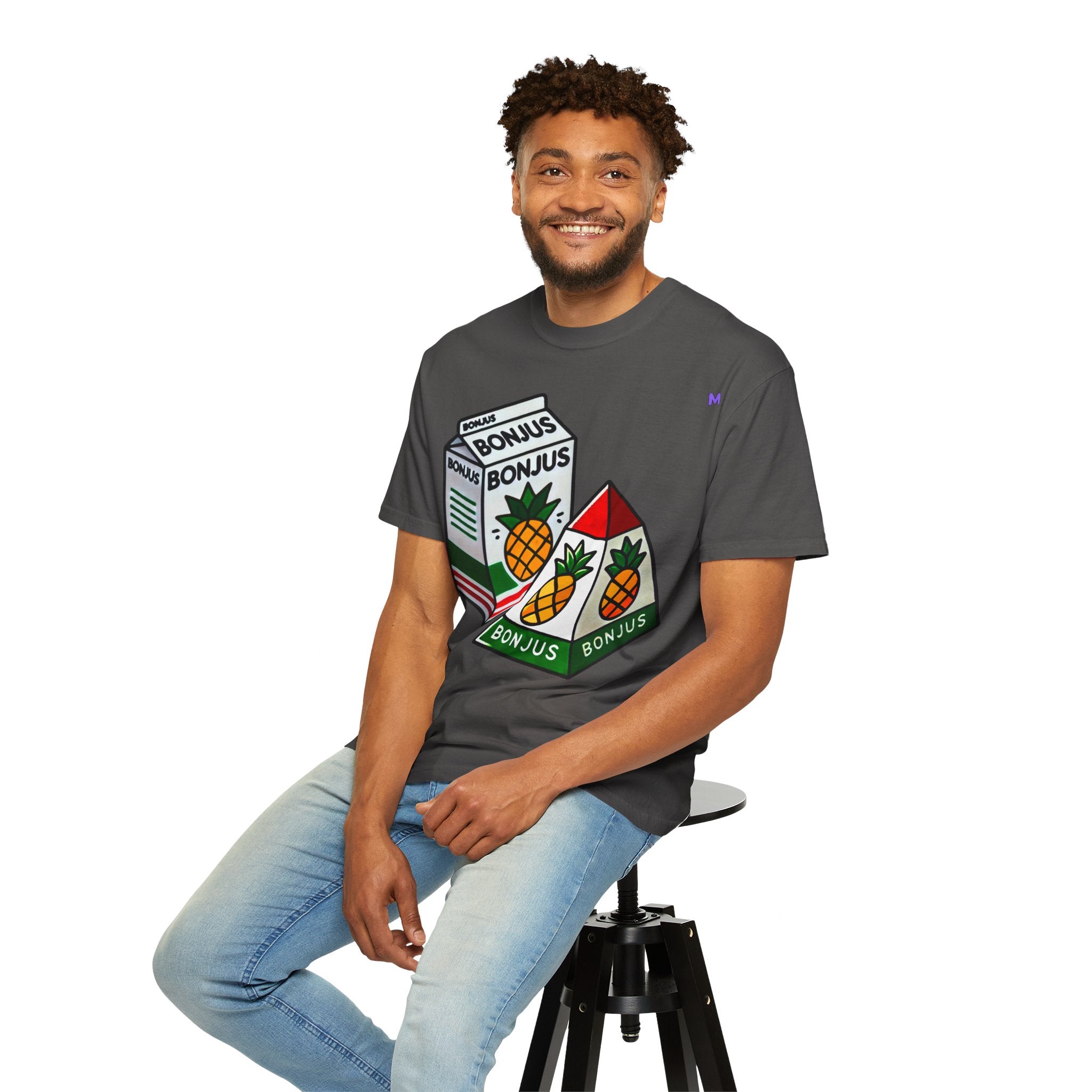 Bonjus Pineapple Juice Graphic Tee — Unisex T-Shirt (Red, Military Green, Charcoal, White | S–4XL)