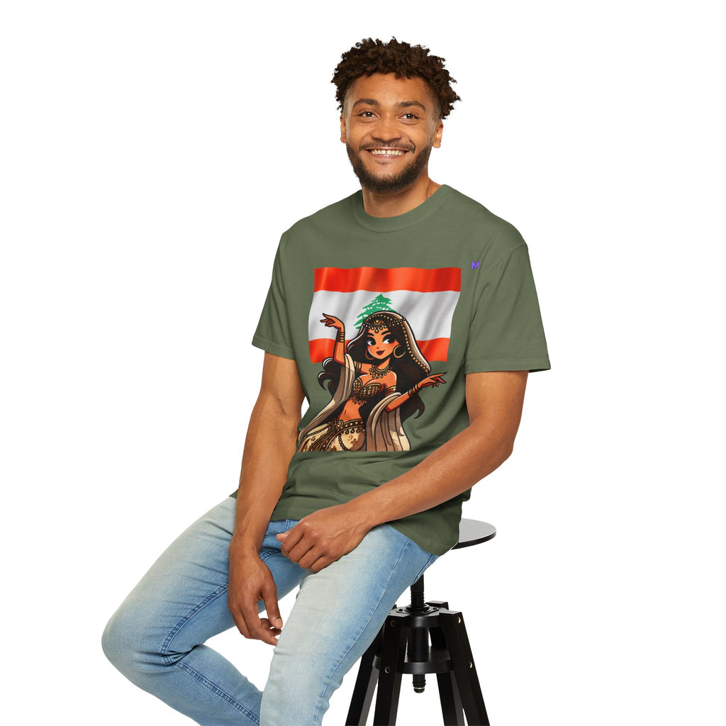 Lebanese Pride “Cedar Goddess” Unisex T-Shirt — White, Black, Military Green (S–4XL)