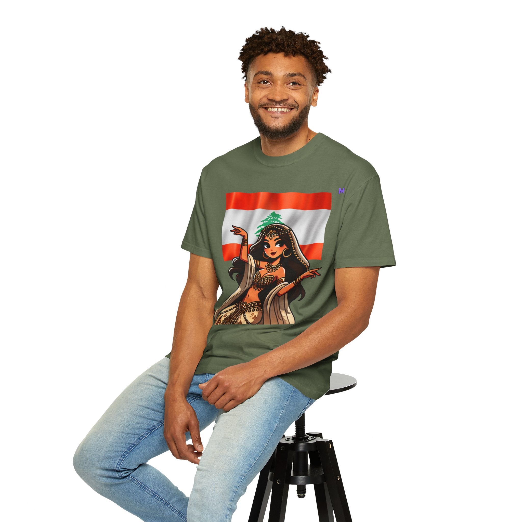 Lebanese Pride “Cedar Goddess” Unisex T-Shirt — White, Black, Military Green (S–4XL)