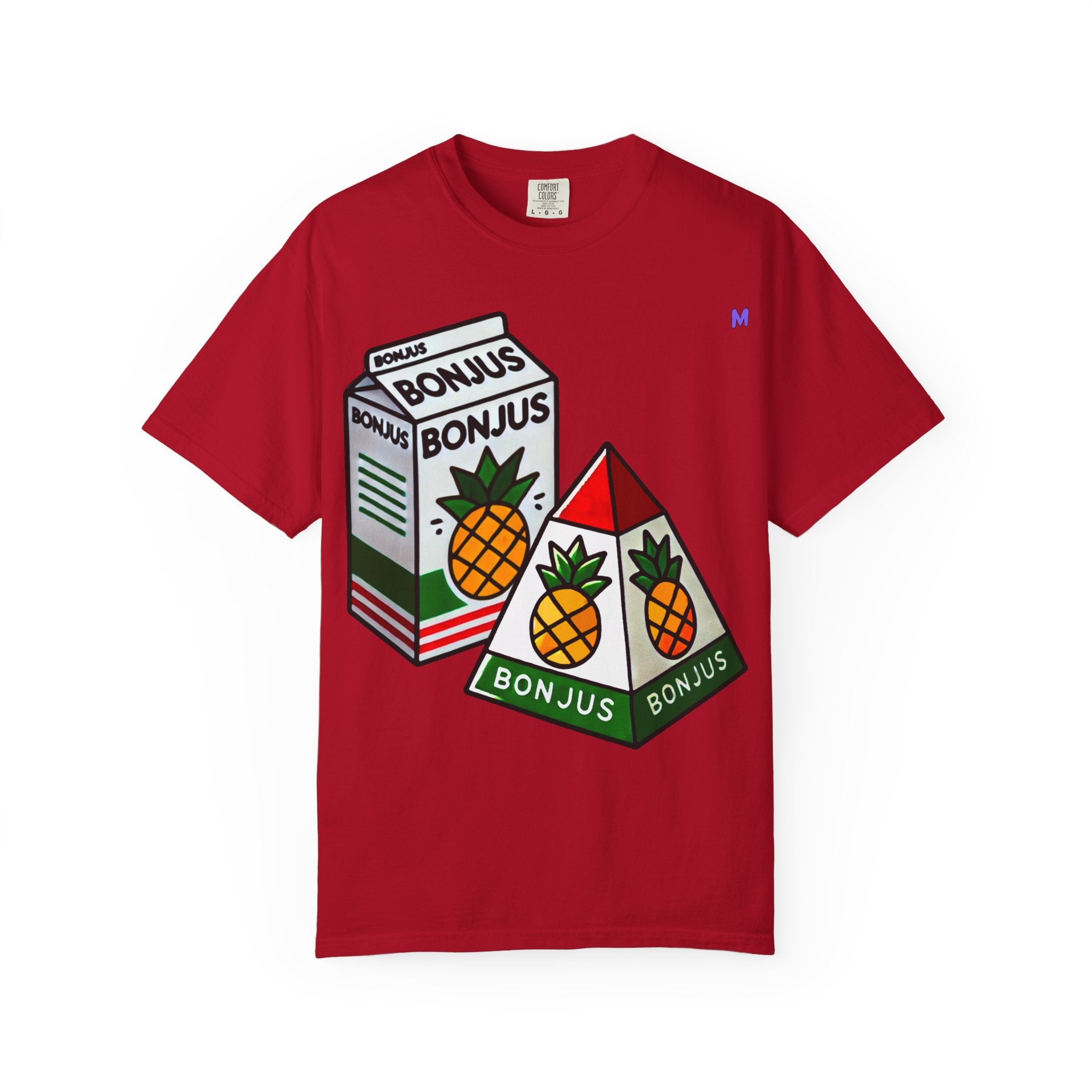 Bonjus Pineapple Juice Graphic Tee — Unisex T-Shirt (Red, Military Green, Charcoal, White | S–4XL)