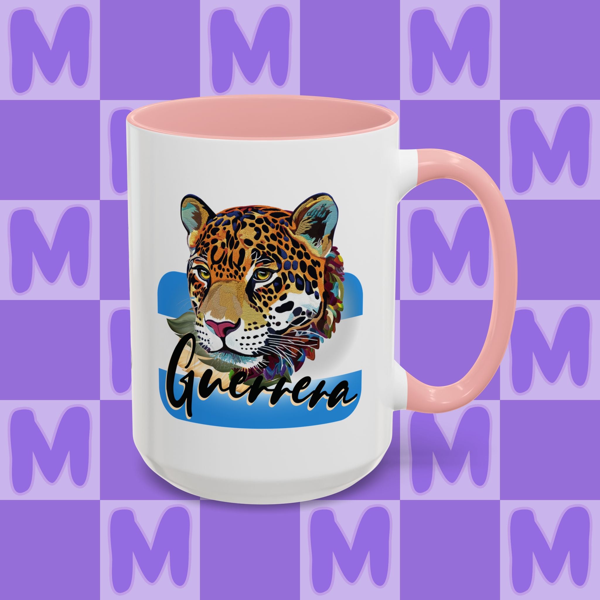 Melgar's Paper Gallery Personalized Honduras Guerrera Mug - Custom Name Coffee Cup with Powerful Jaguar Art - Inspirational Gift for Strong Latina Women & Warriors