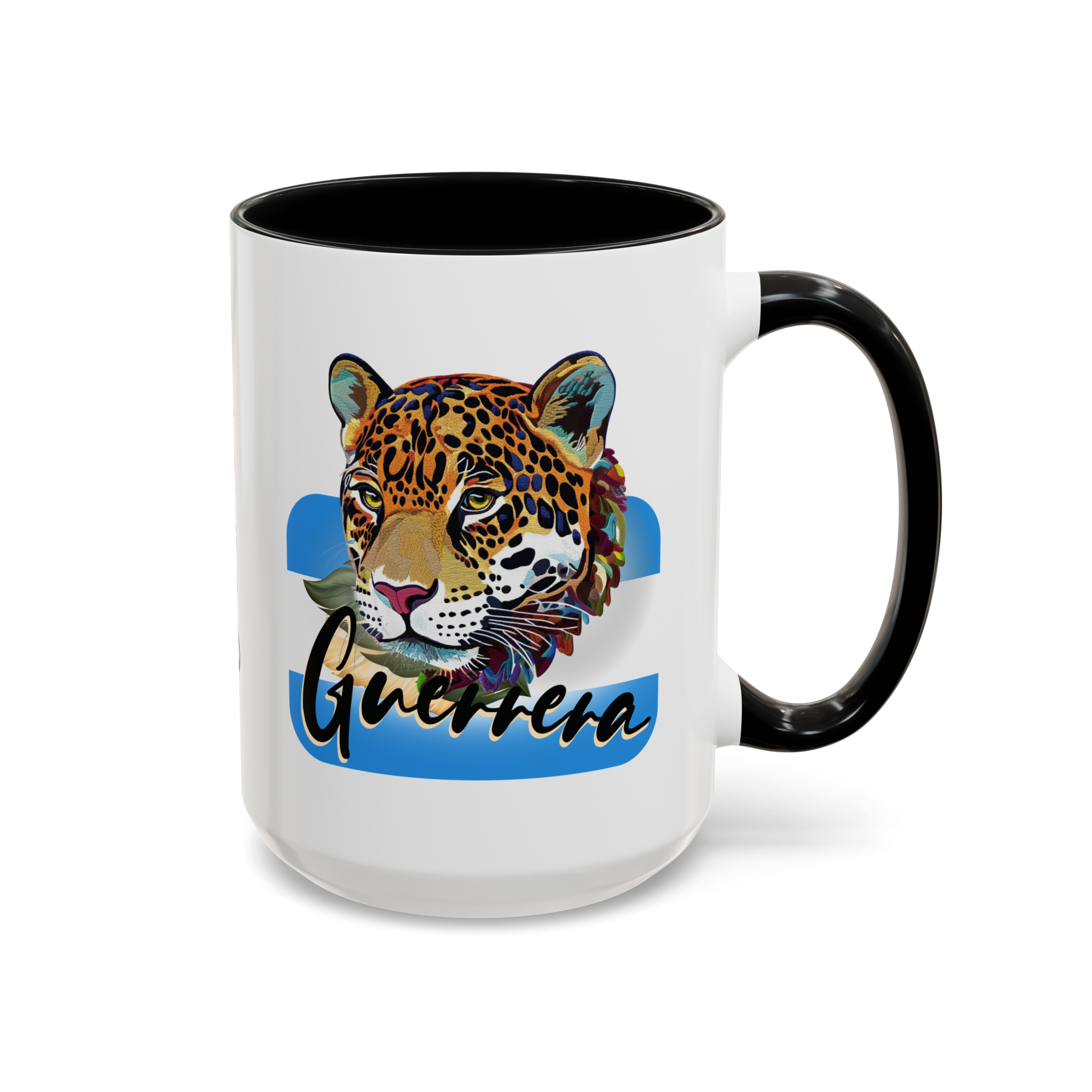 MELGARPAPER Personalized Honduras Guerrera Mug - Custom Name Coffee Cup with Powerful Jaguar Art - Inspirational Gift for Strong Latina Women & Warriors